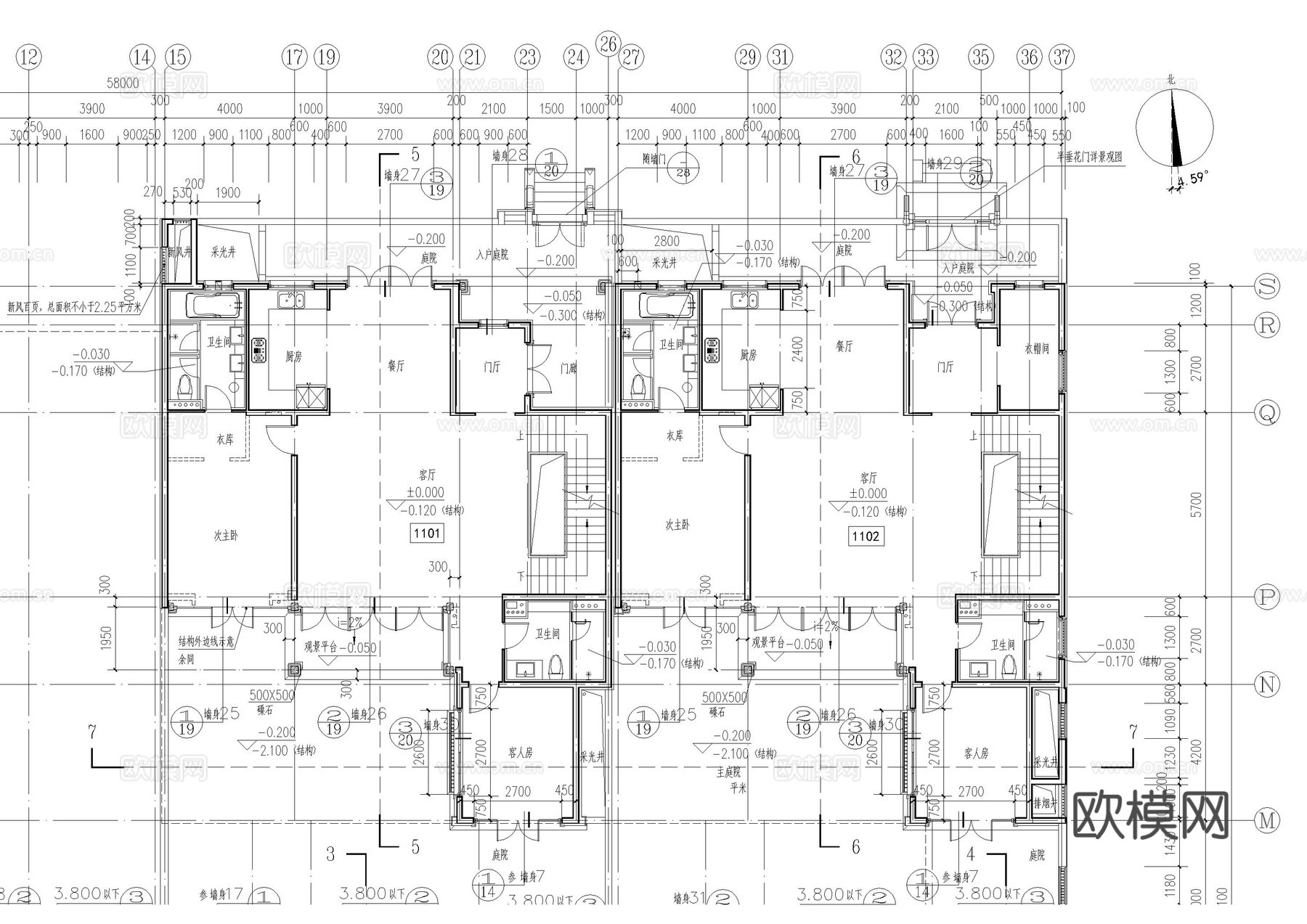 绿城桃花源民宿建筑施工图cad施工图