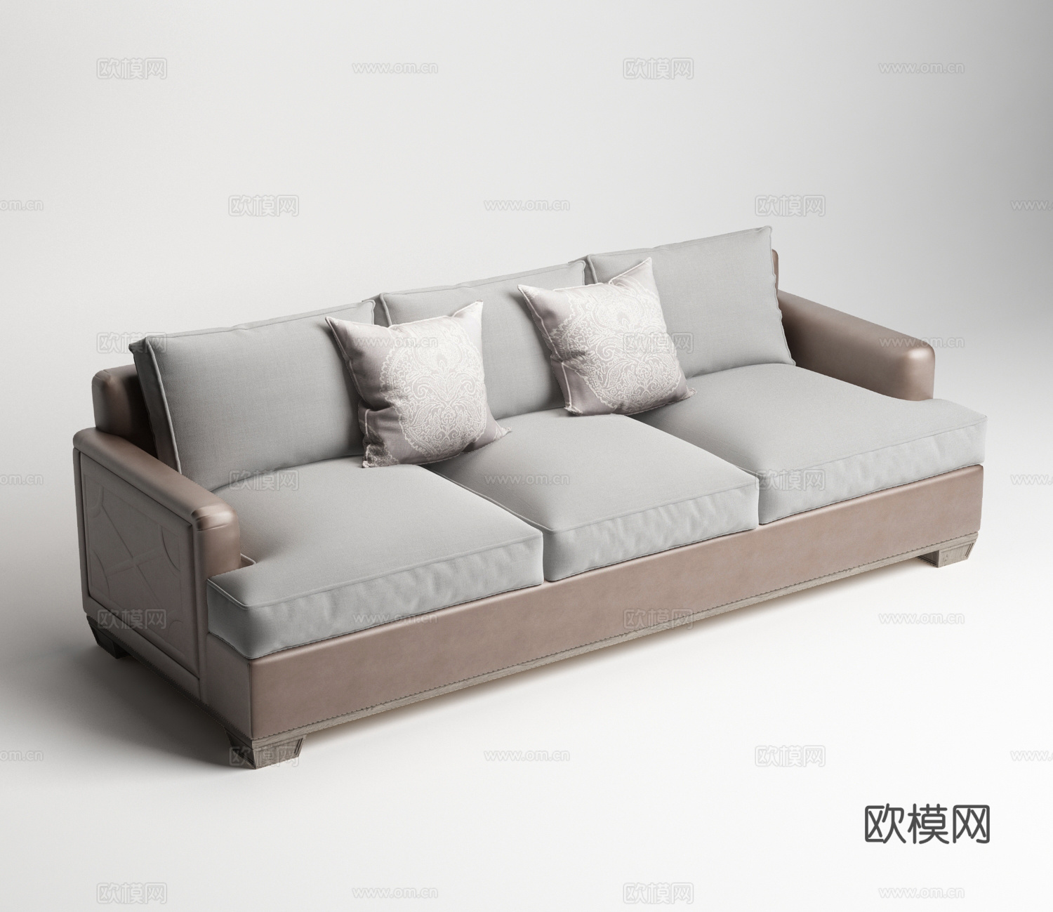 美式三人沙发3d模型