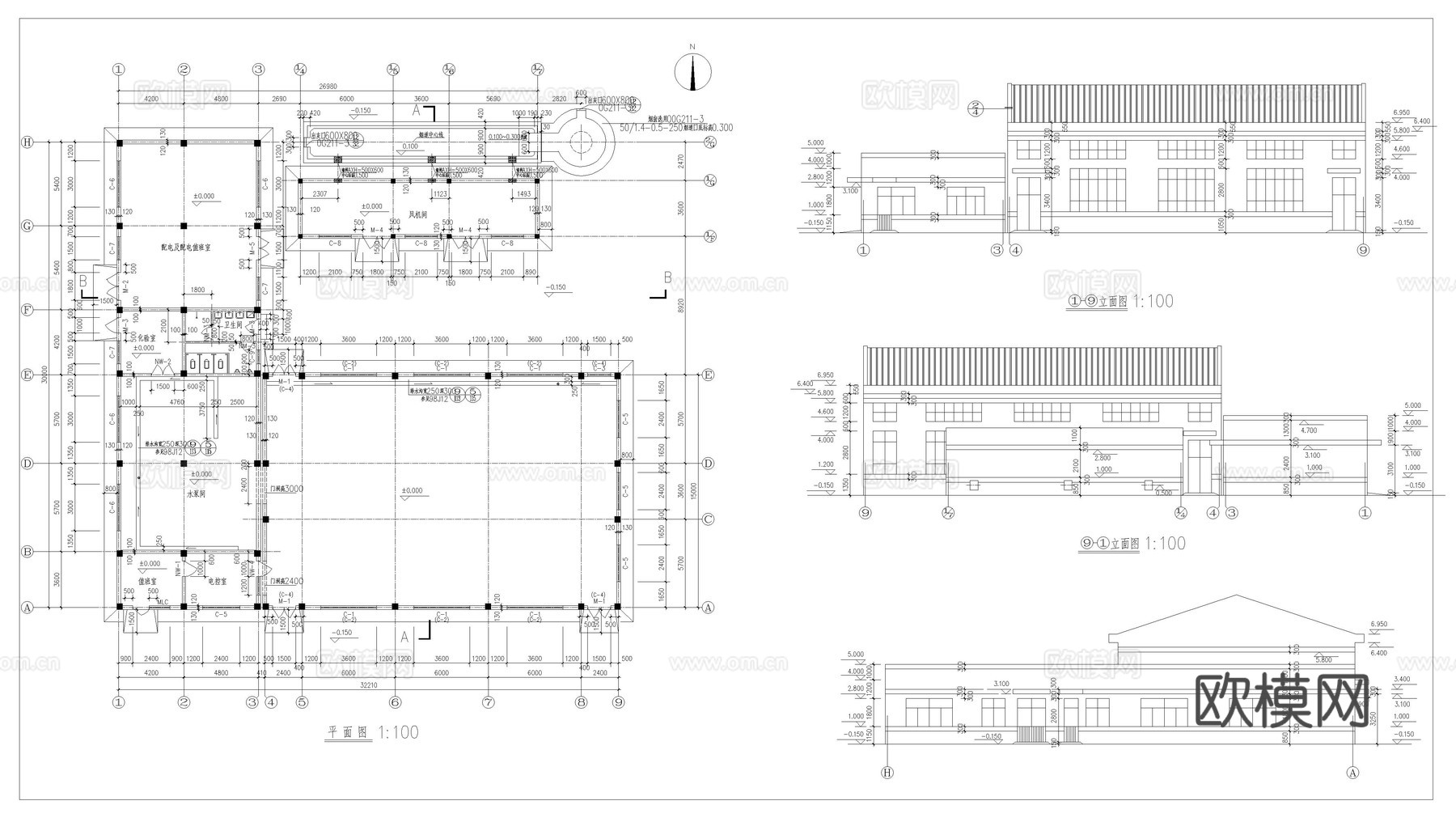 锅炉房建筑施工图cad施工图