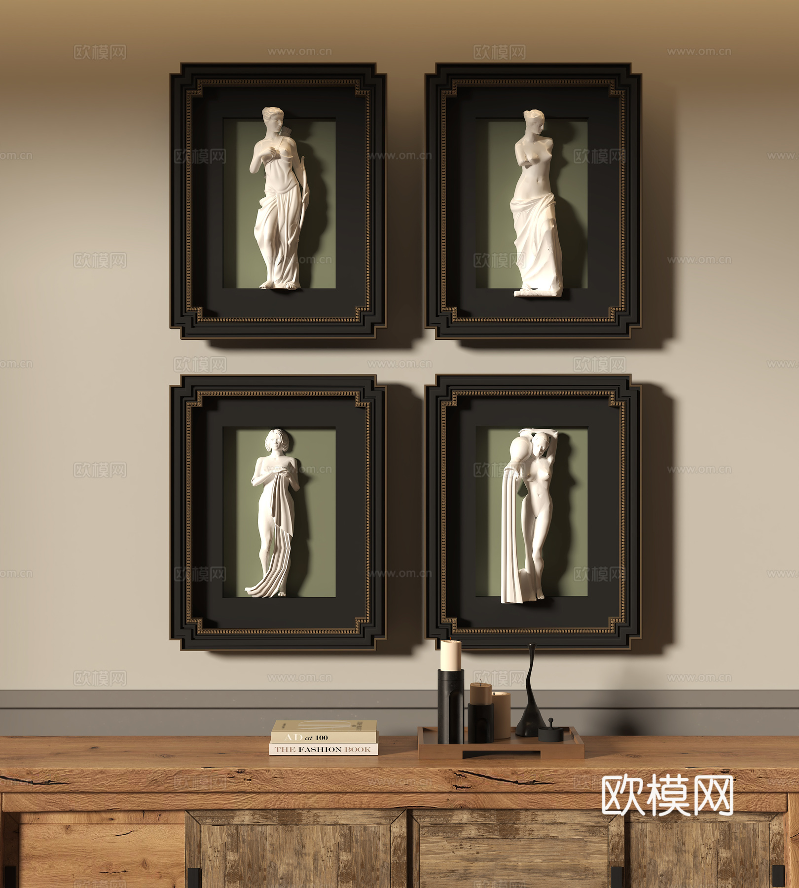 欧式立体墙饰挂画3d模型