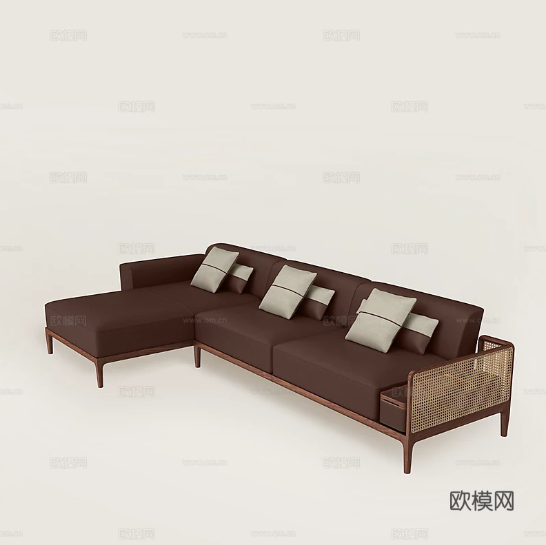 HERMES 转角沙发3d模型下载（渲染图1）