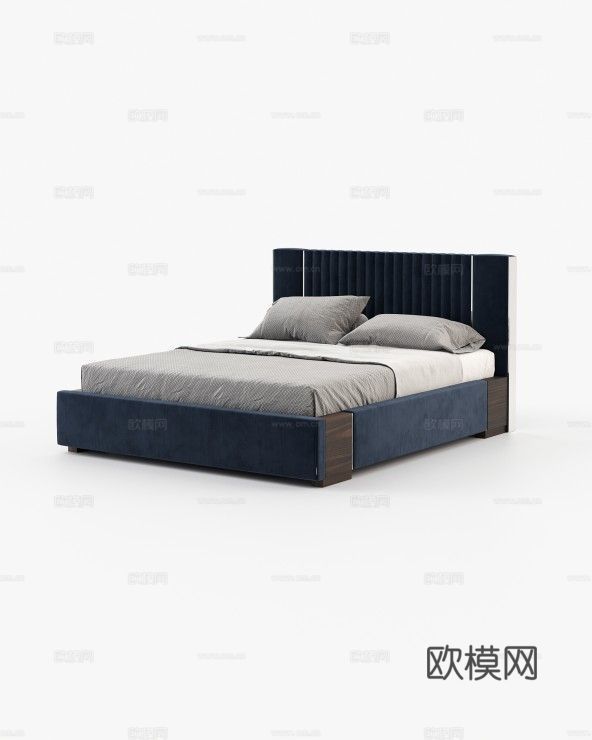 LASKASAS 双人床3d模型下载（渲染图1）