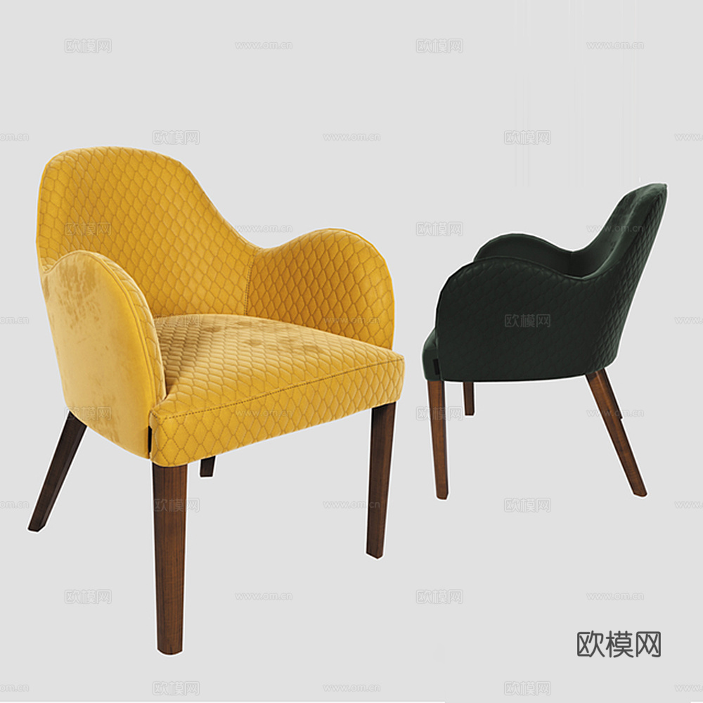 简欧休闲沙发椅单人沙发椅3d模型