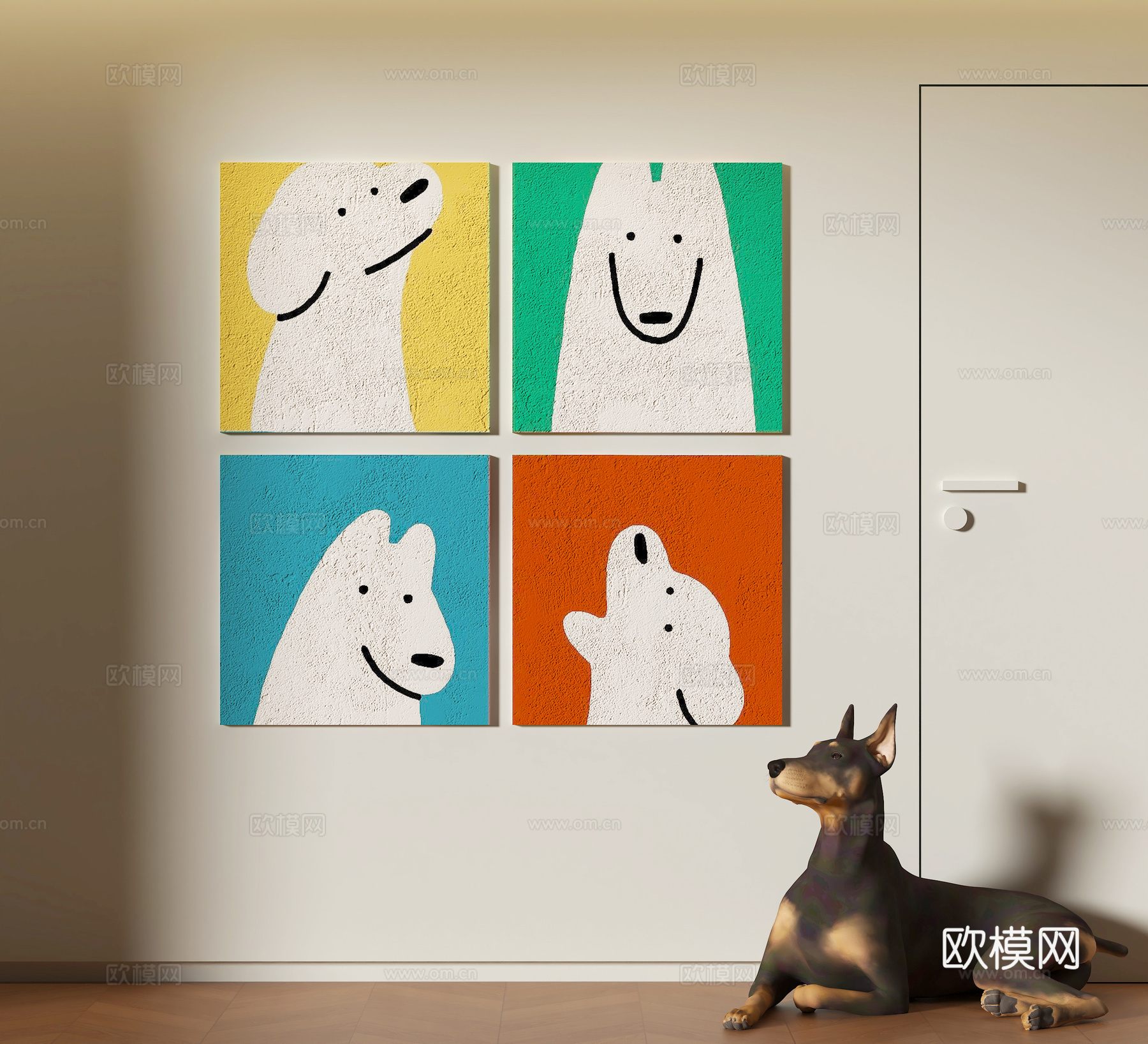 现代动物装饰挂画3d模型