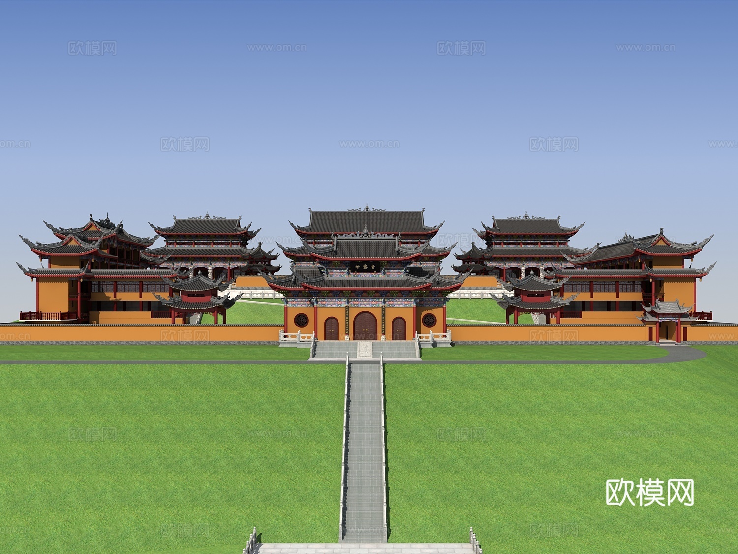中式庙子寺庙大雄宝殿3d模型