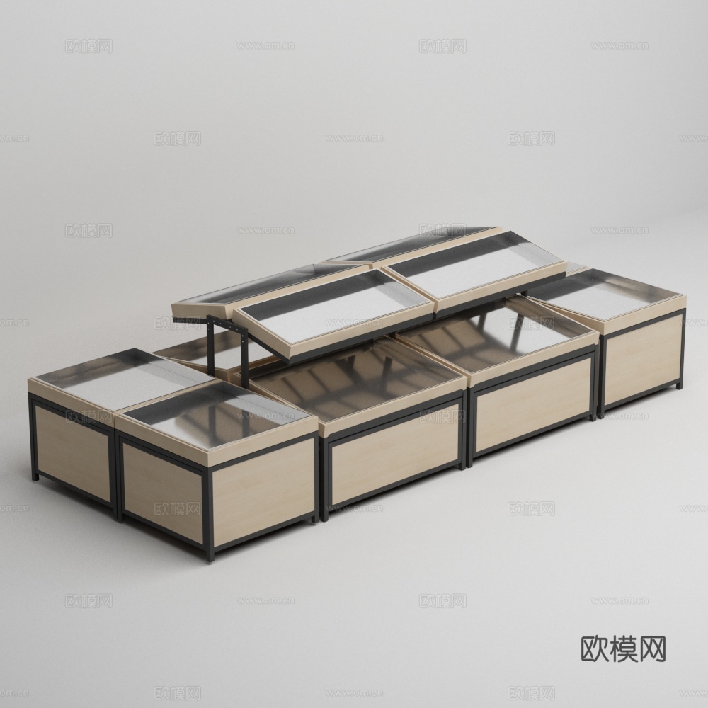 水果店不锈钢中岛货架3d模型