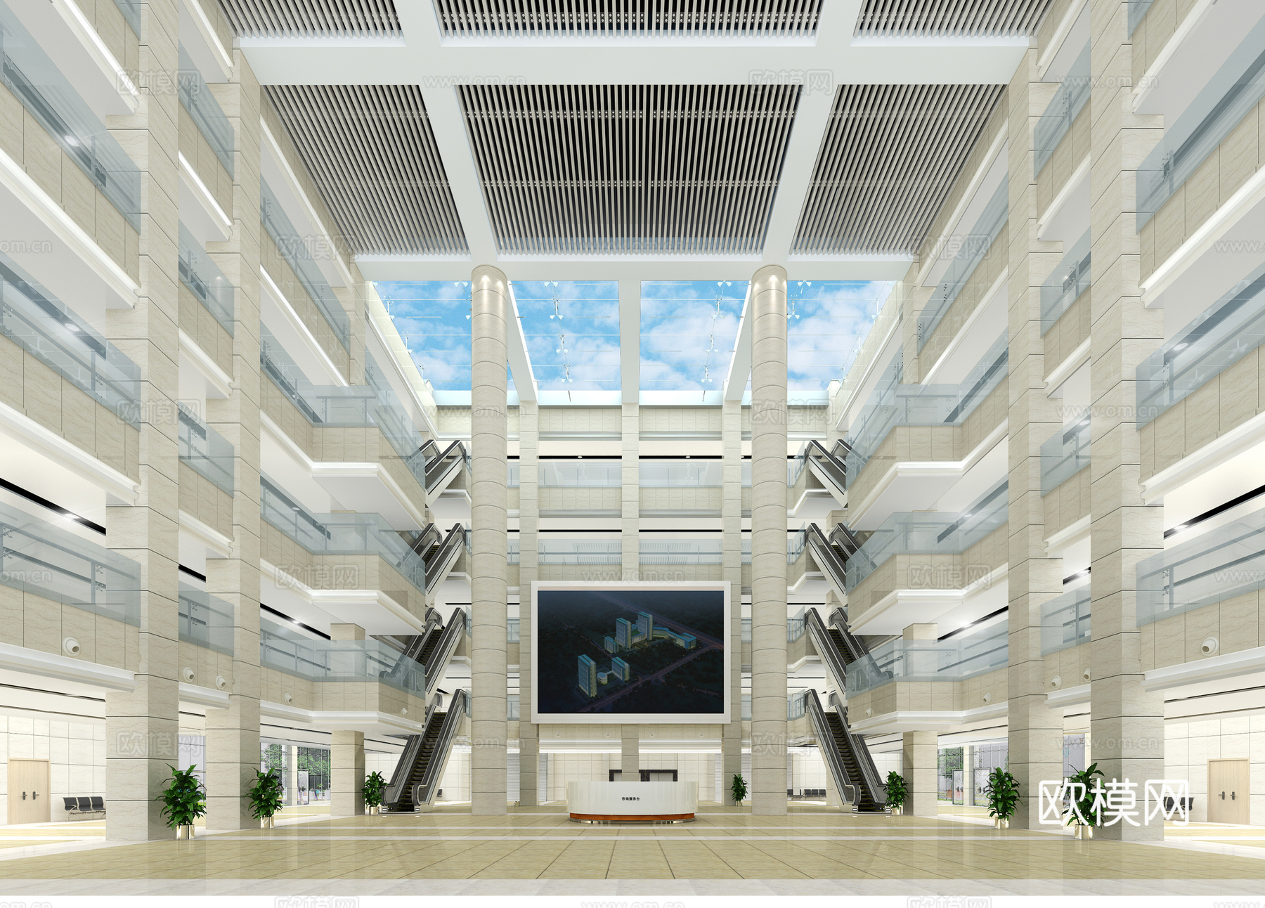 现代医院门诊大厅3d模型
