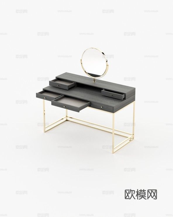LASKASAS 轻奢梳妆台3d模型下载（渲染图3）