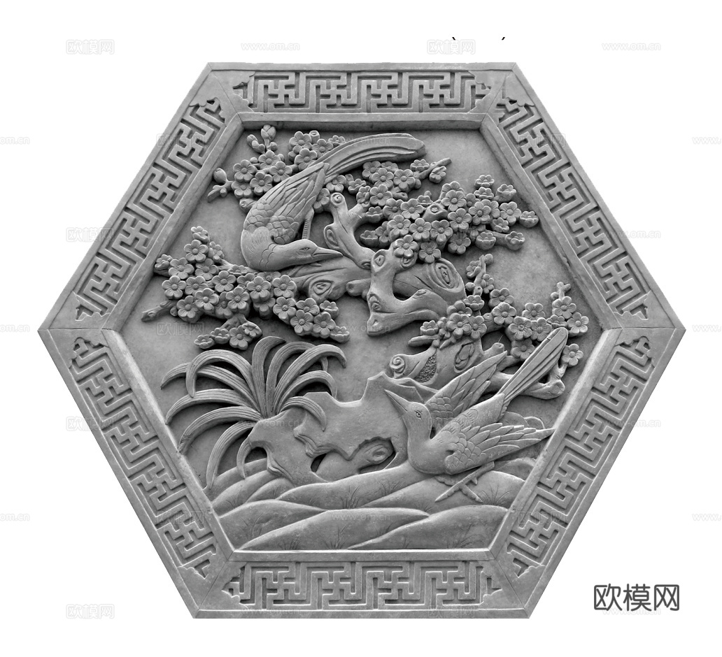 中式墙雕角花免抠雕花