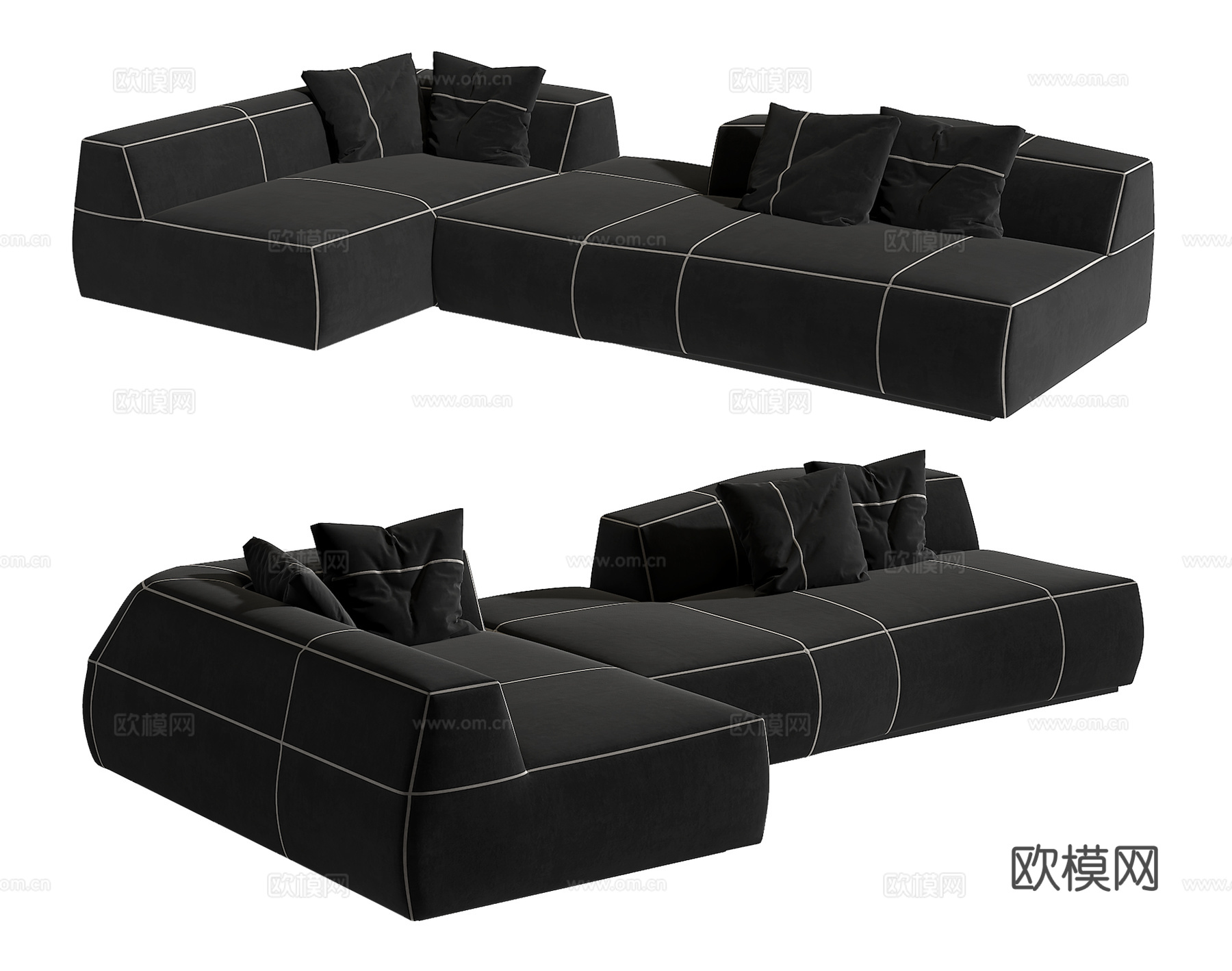 现代多人沙发su模型下载（渲染图1）