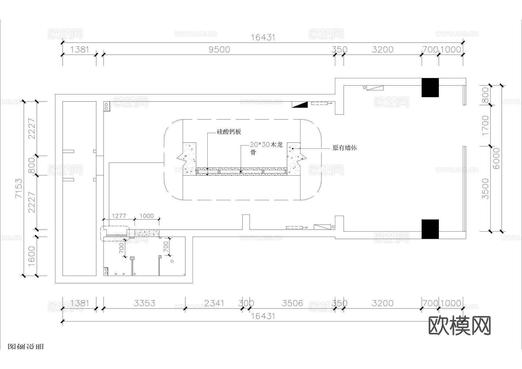 小型理发店施工图cad施工图