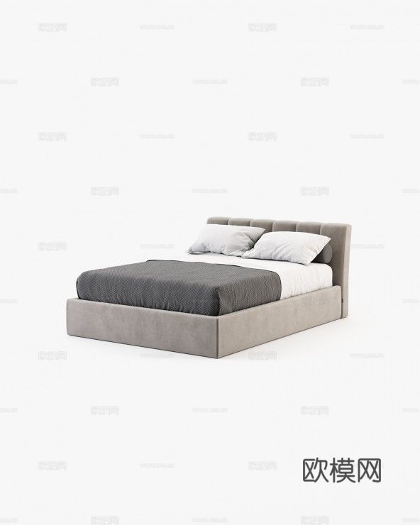 LASKASAS 双人床3d模型下载（渲染图1）