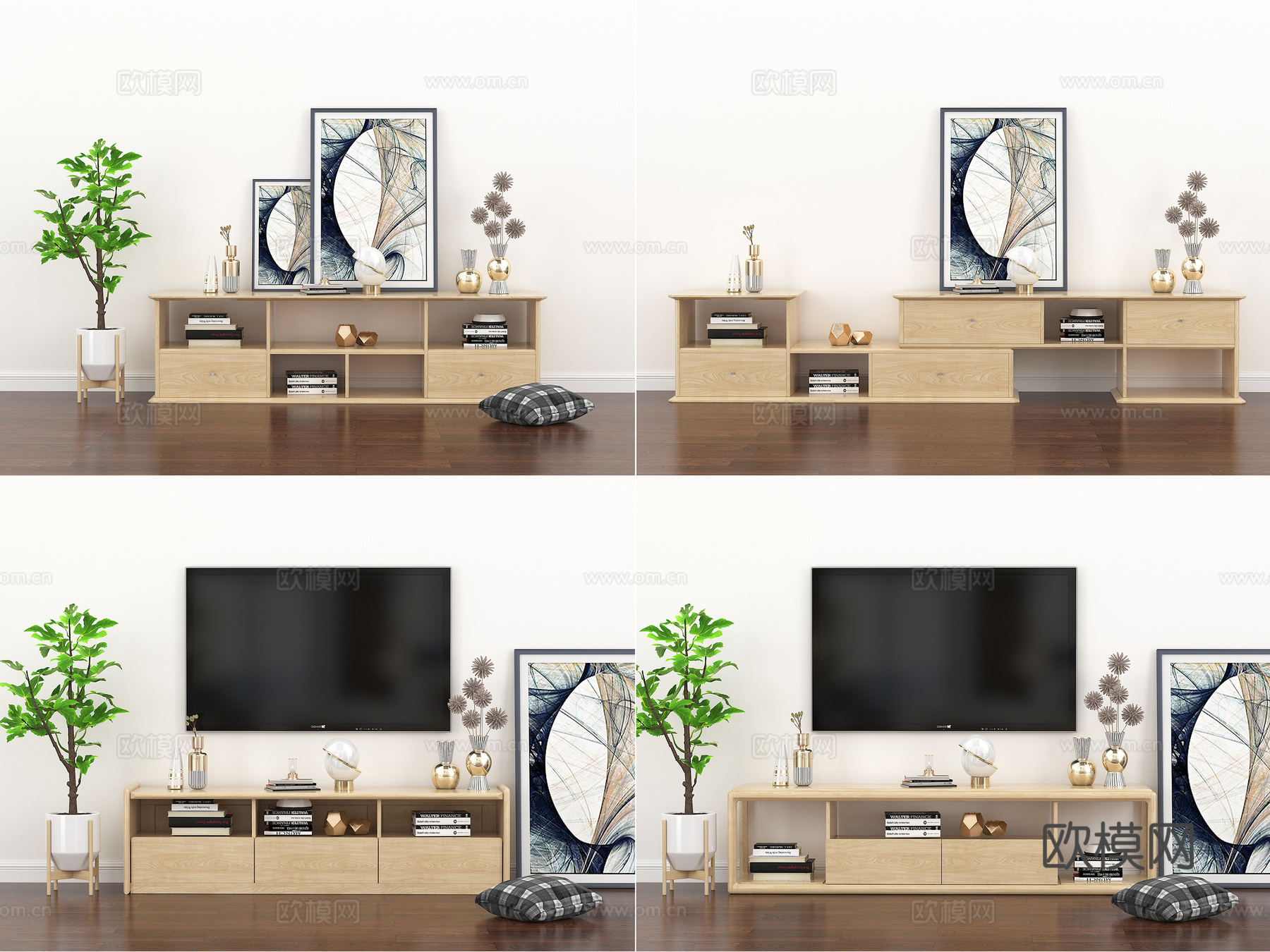 北欧电视柜饰品组合3d模型