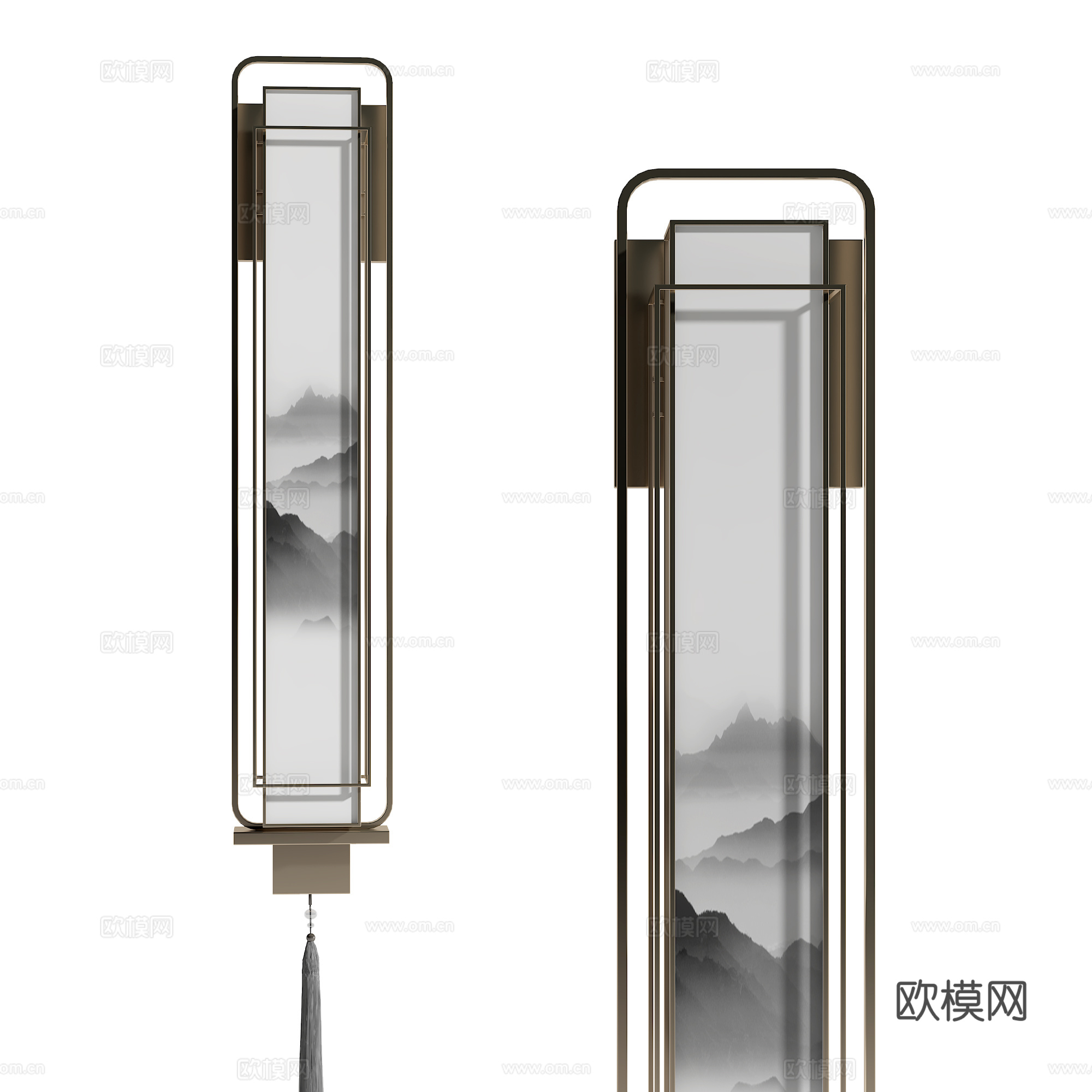 新中式壁灯3d模型下载