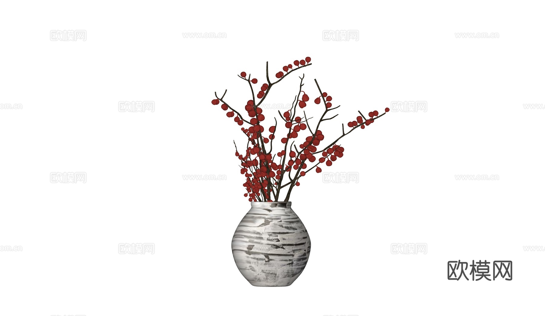 侘寂风植物摆件su模型