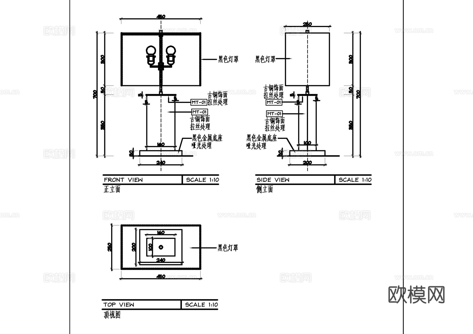 装饰灯具节点图cad施工图