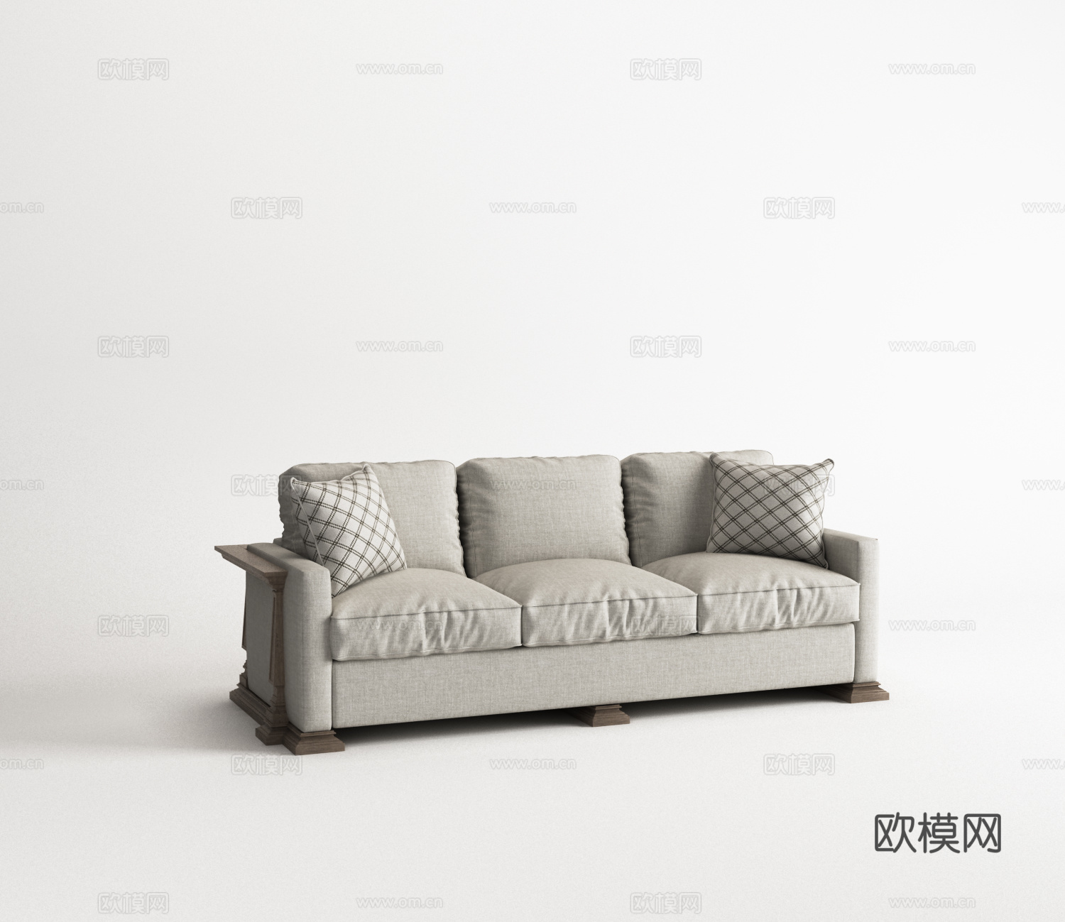 美式三人沙发组合沙发3d模型