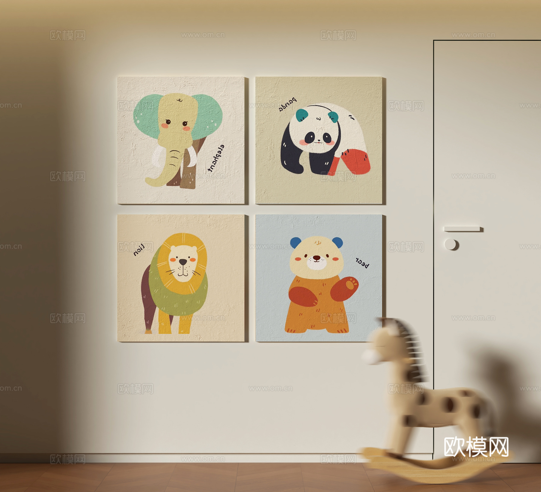 现代动物装饰挂画3d模型