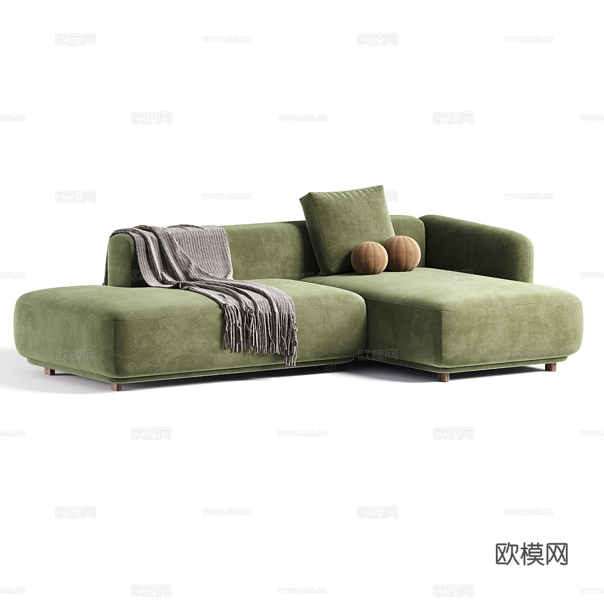 现代奶油风布艺组合转角沙发3d模型