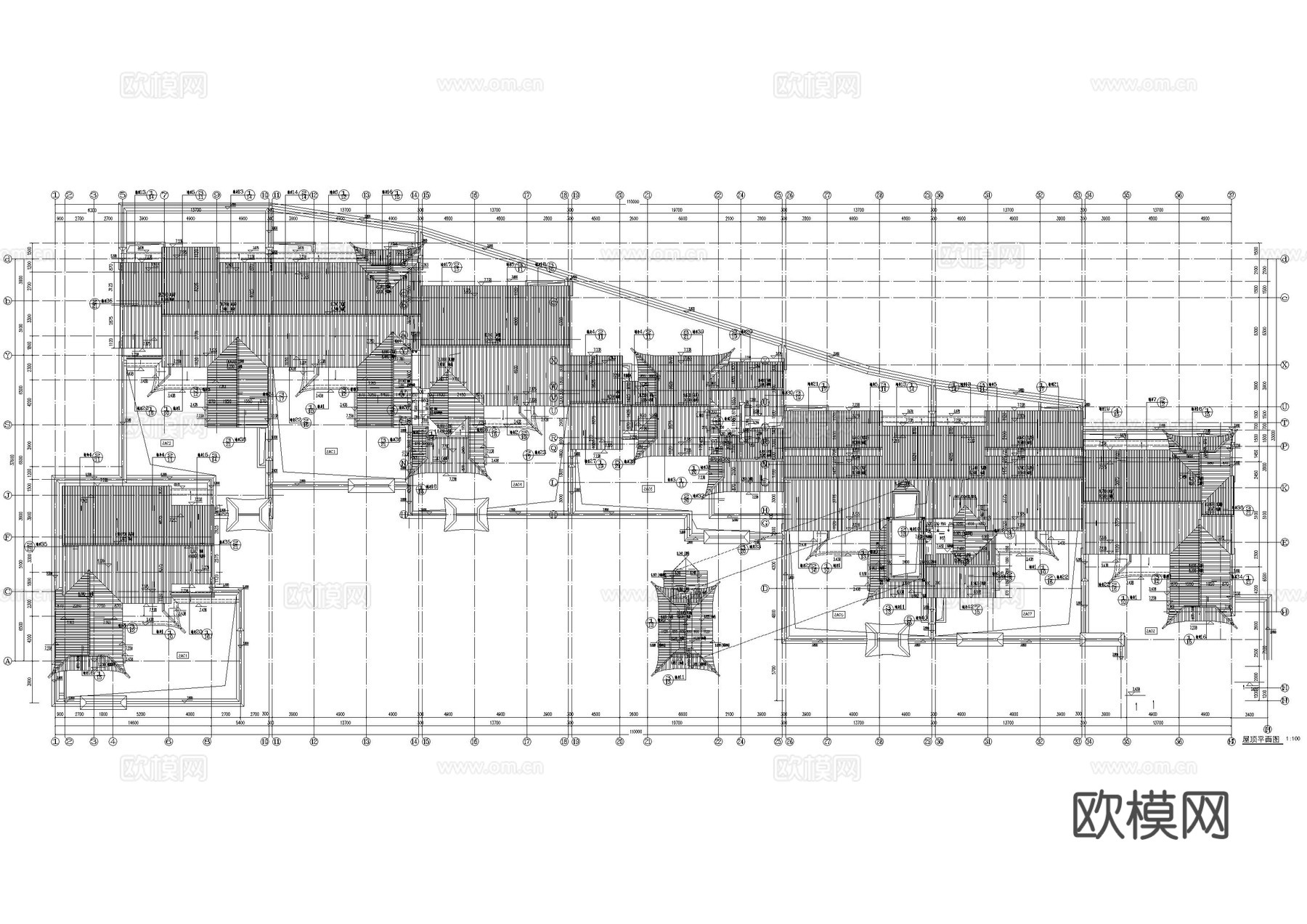 大型中式民宿建筑施工图cad施工图