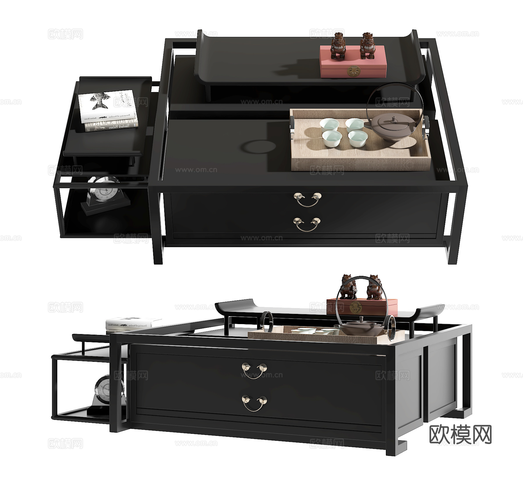 新中式茶几su模型