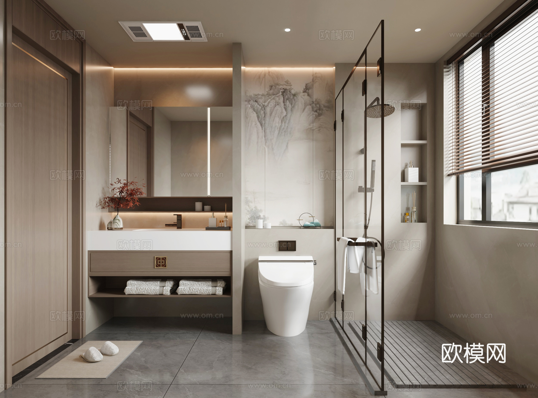 新中式卫生间3d模型下载