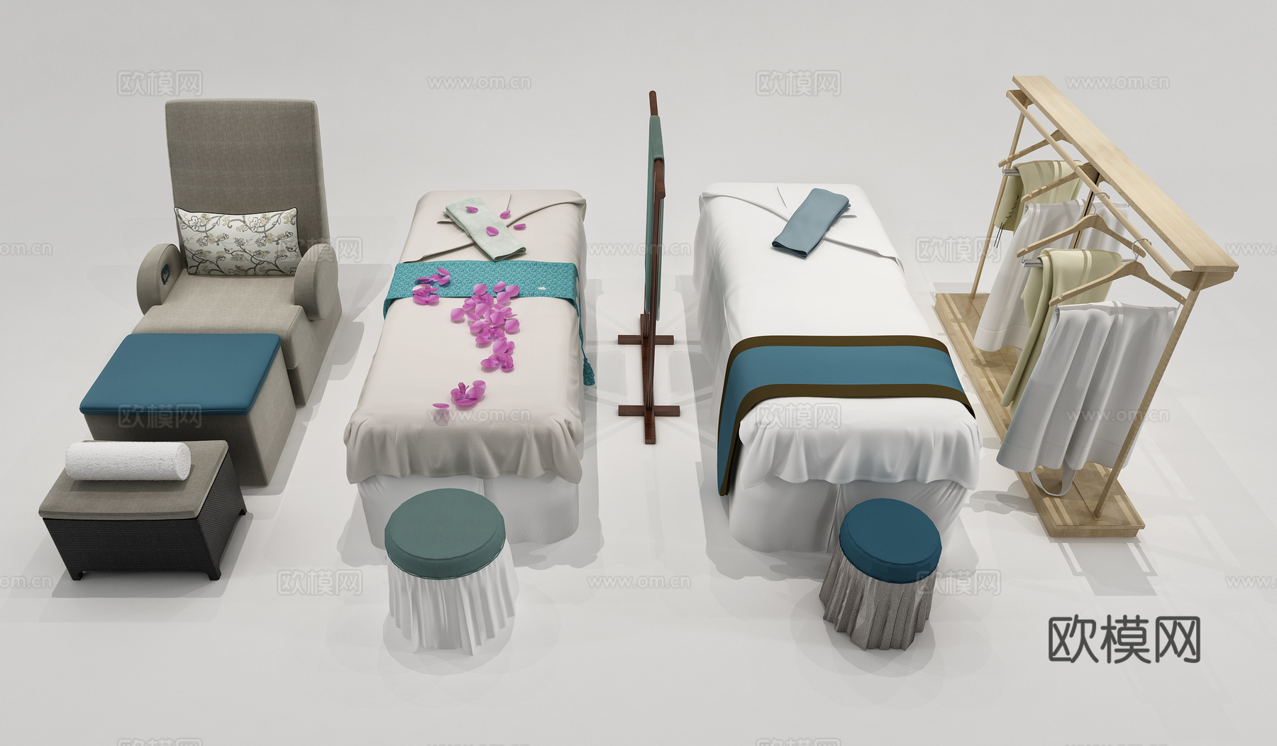 现代按摩床 按摩椅 衣架3d模型