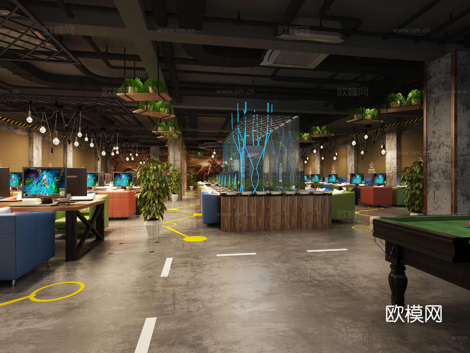 工业风网咖模型3d模型