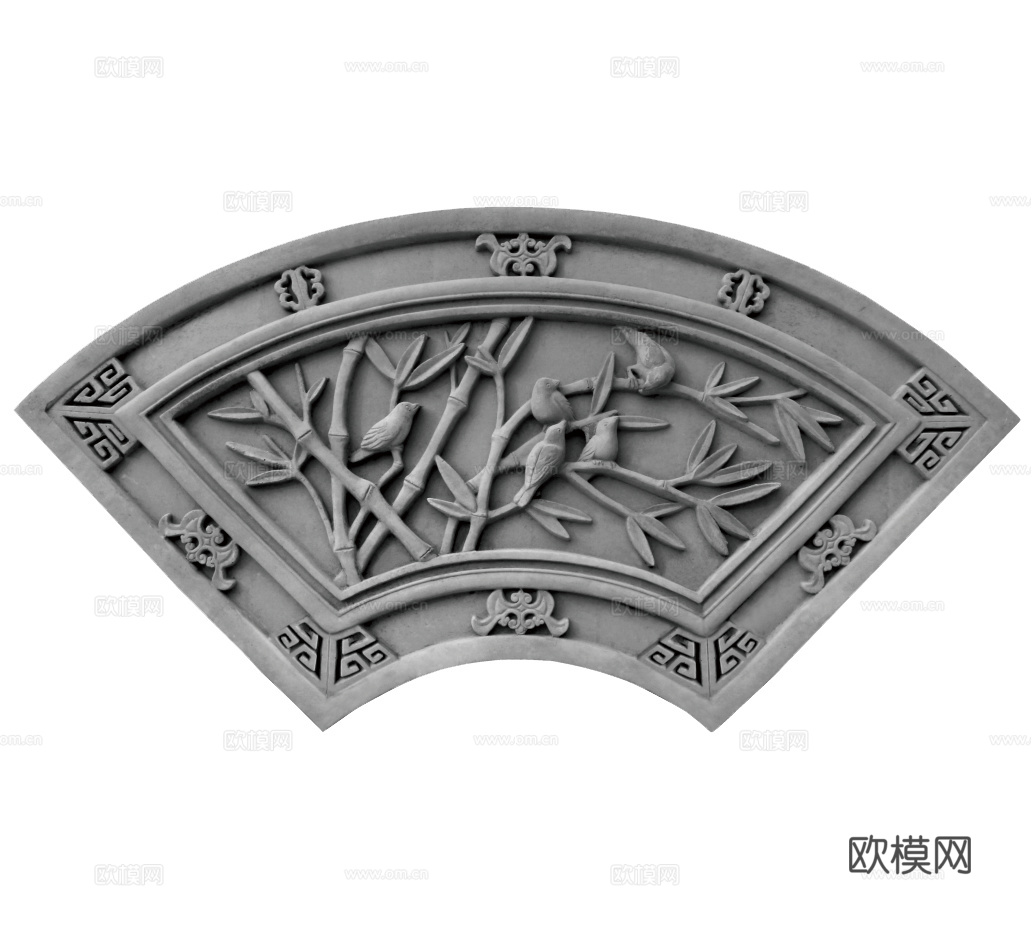 中式墙雕角花免抠雕花