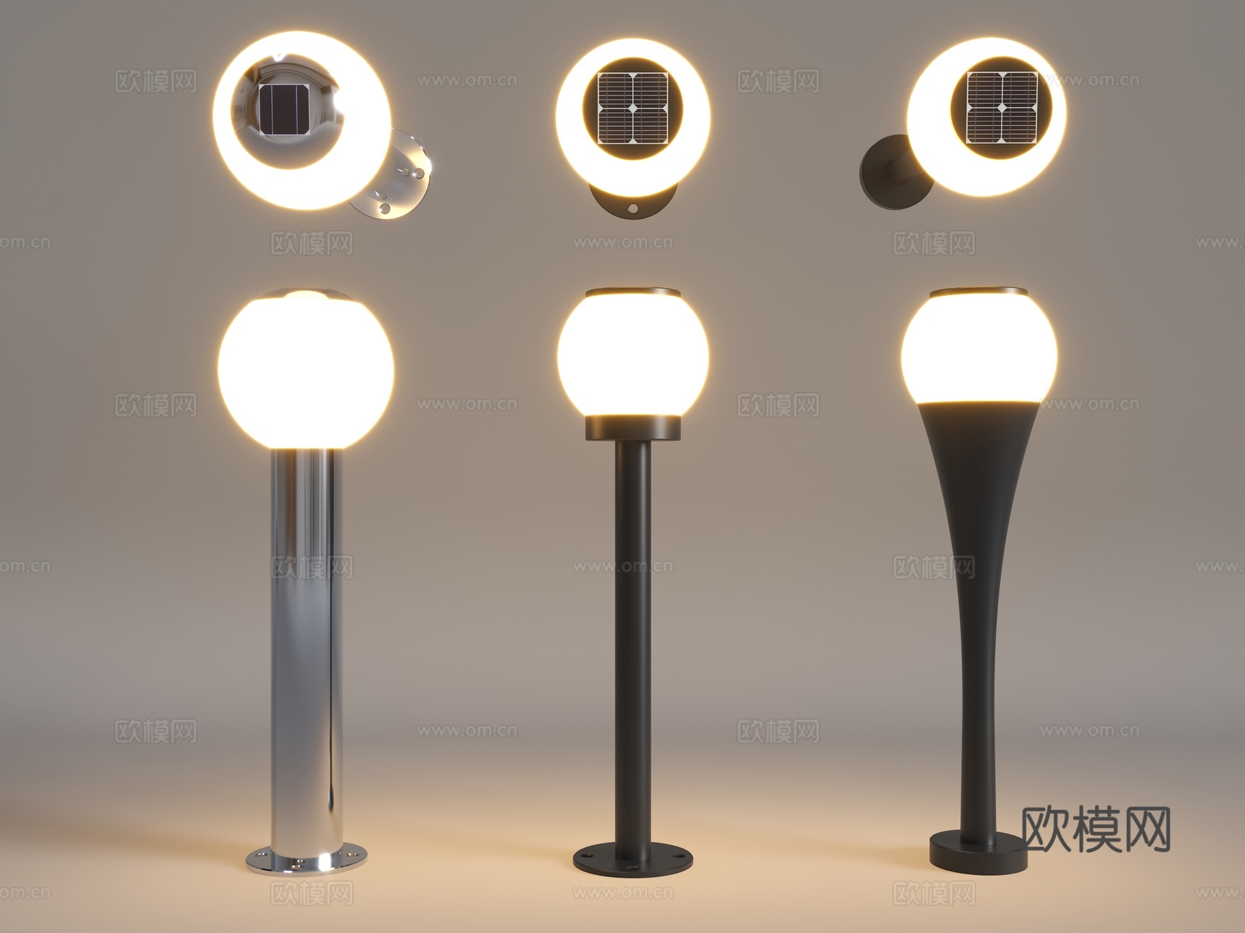 景观地灯 庭院灯 太阳能景观灯 草坡灯 庭院灯柱 户外灯3d模型