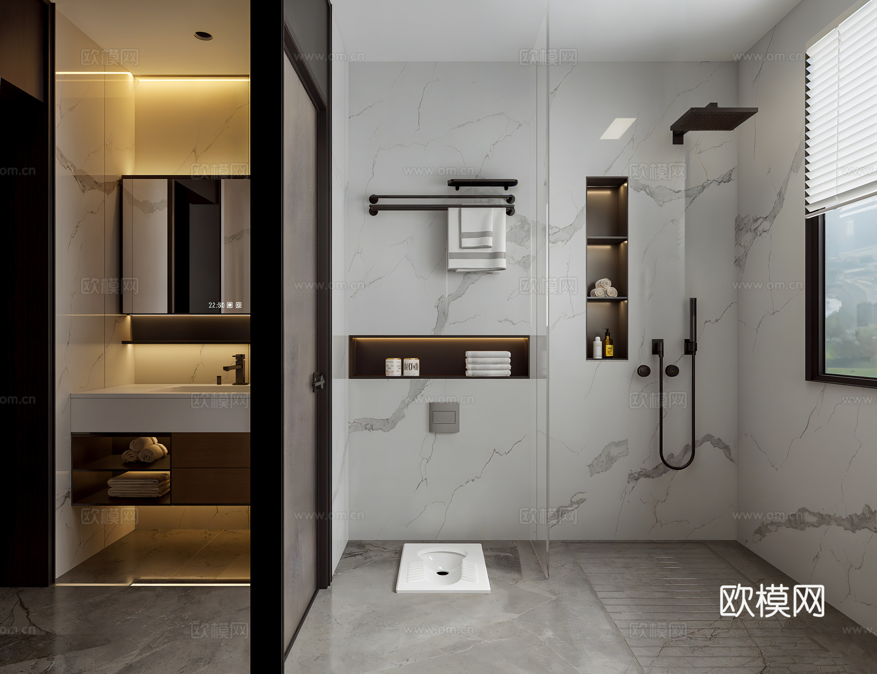 新中式卫生间3d模型下载（渲染图2）