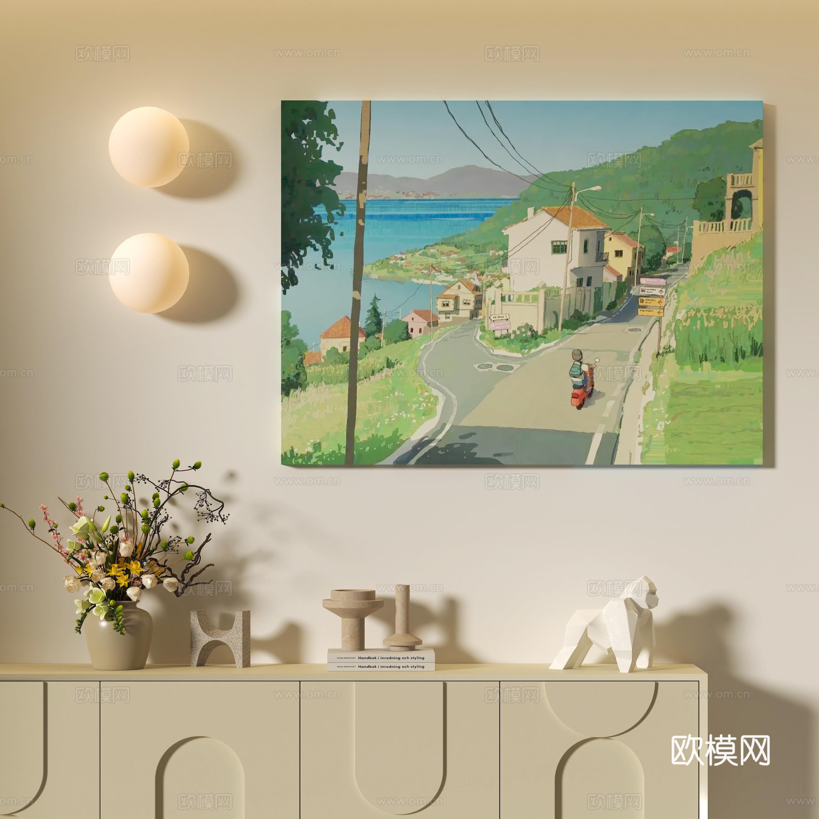 现代奶油风小清新挂画3d模型
