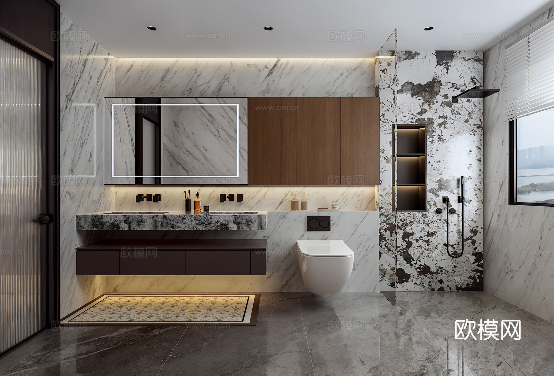 新中式卫生间3d模型下载（渲染图1）