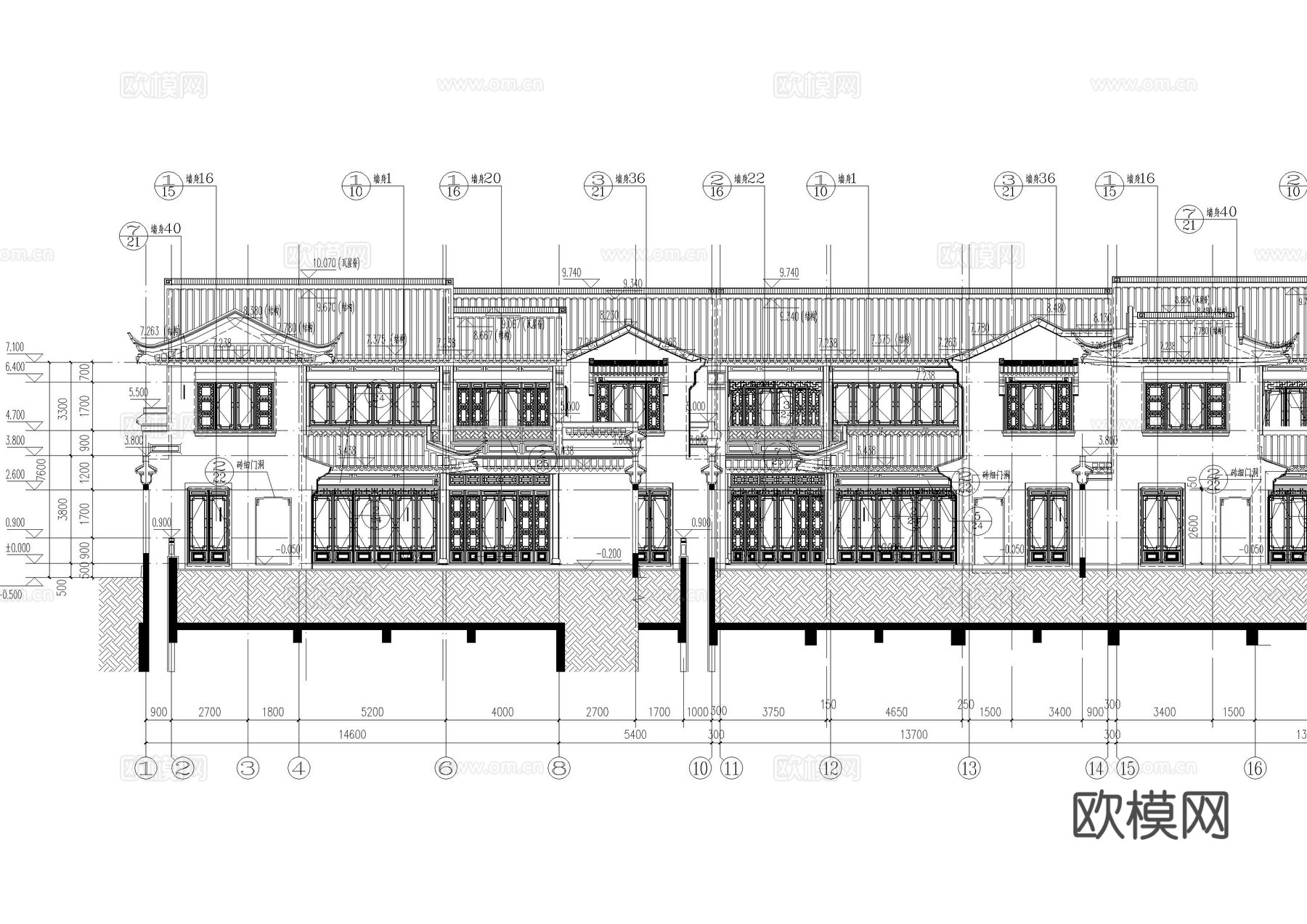 大型中式民宿建筑施工图cad施工图