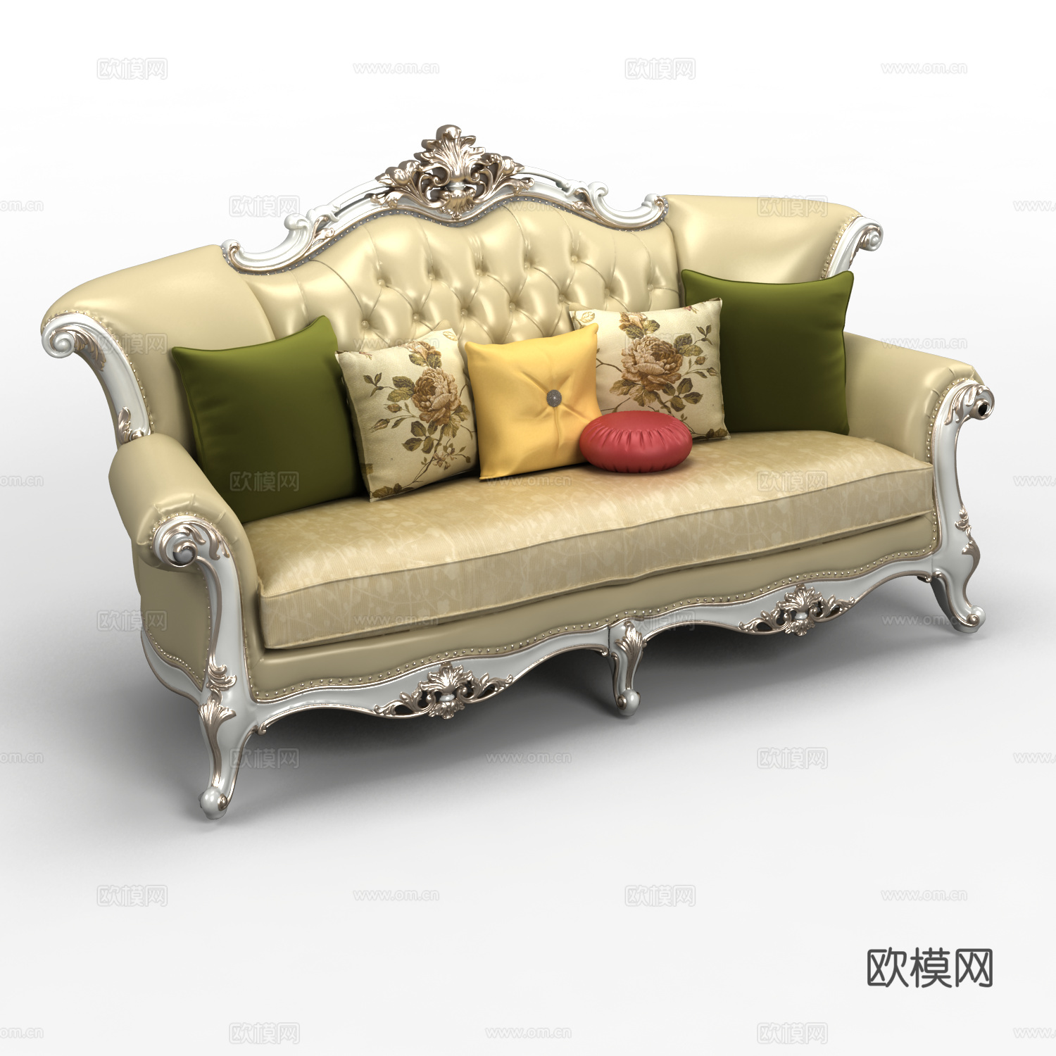 美式三人沙发3d模型