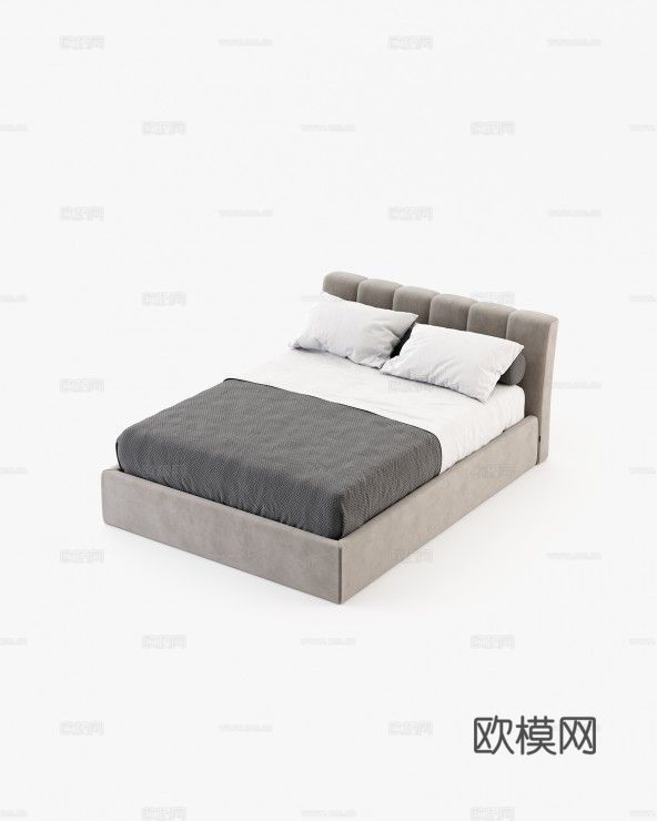 LASKASAS 双人床3d模型下载（渲染图2）