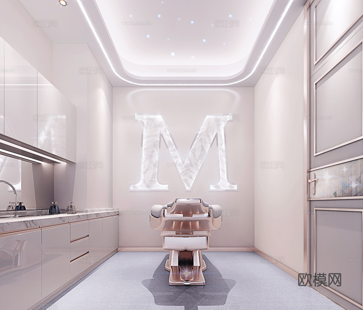 后现代治疗床 背景墙及工作台3d模型