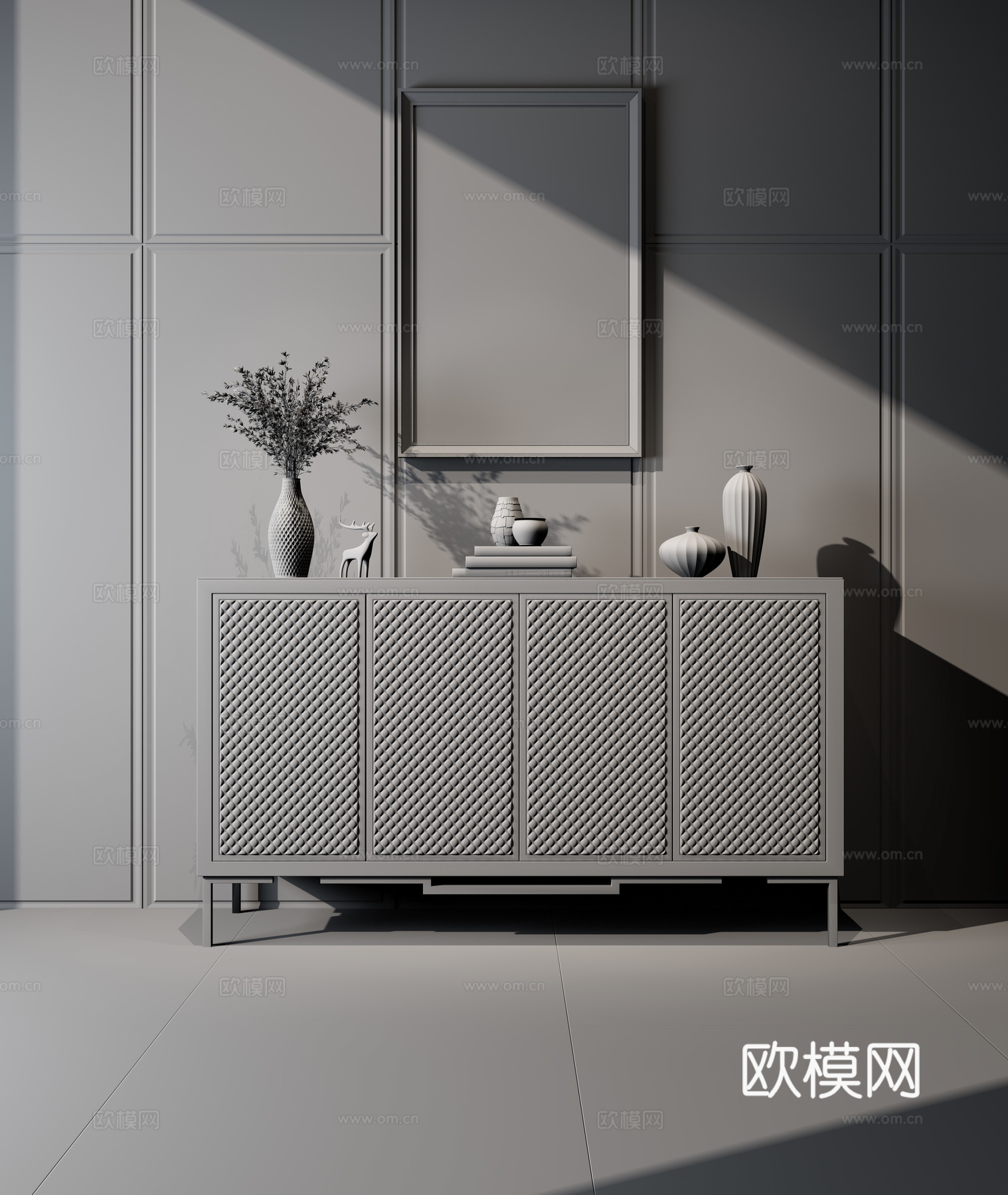 现代轻奢风格边柜3d模型