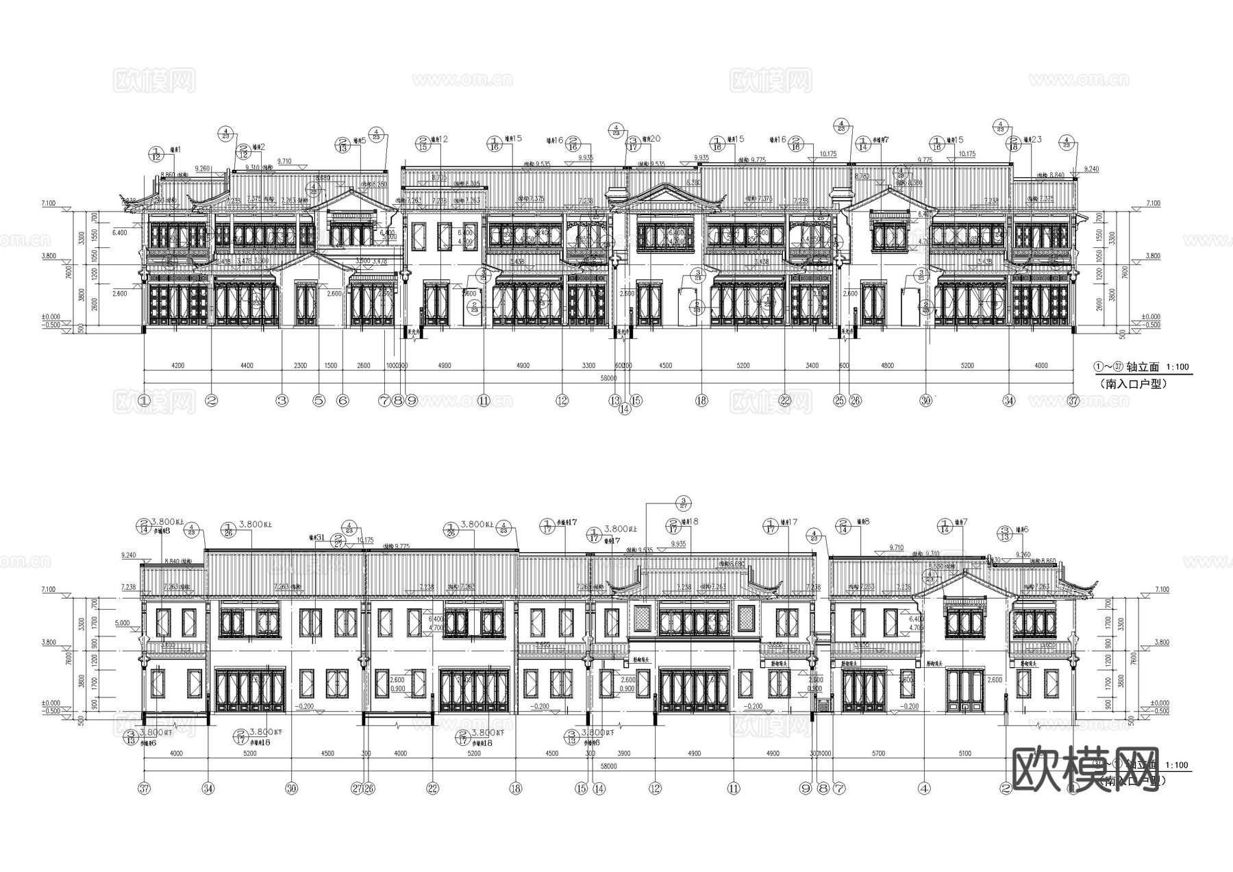 绿城桃花源民宿建筑施工图cad施工图