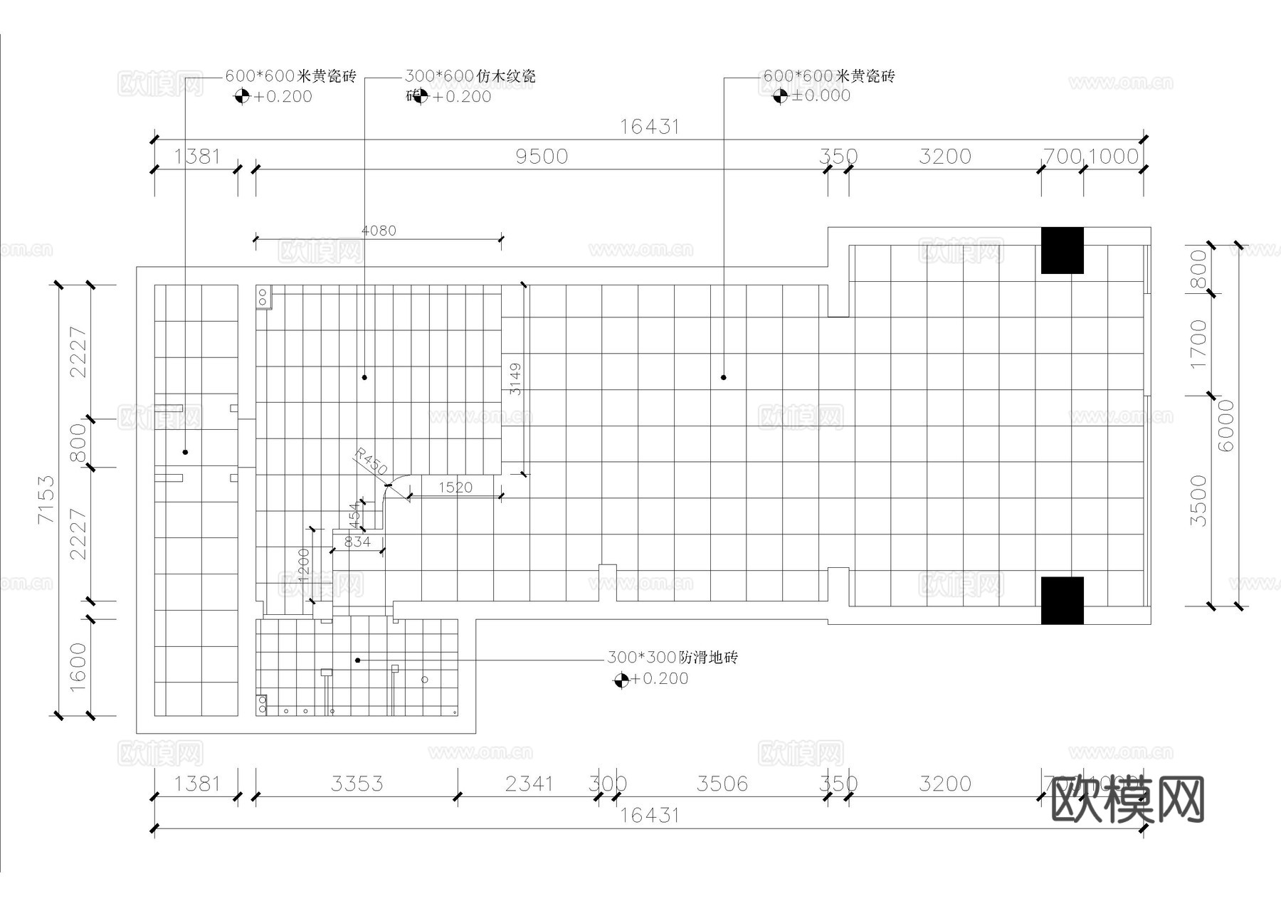 小型理发店施工图cad施工图