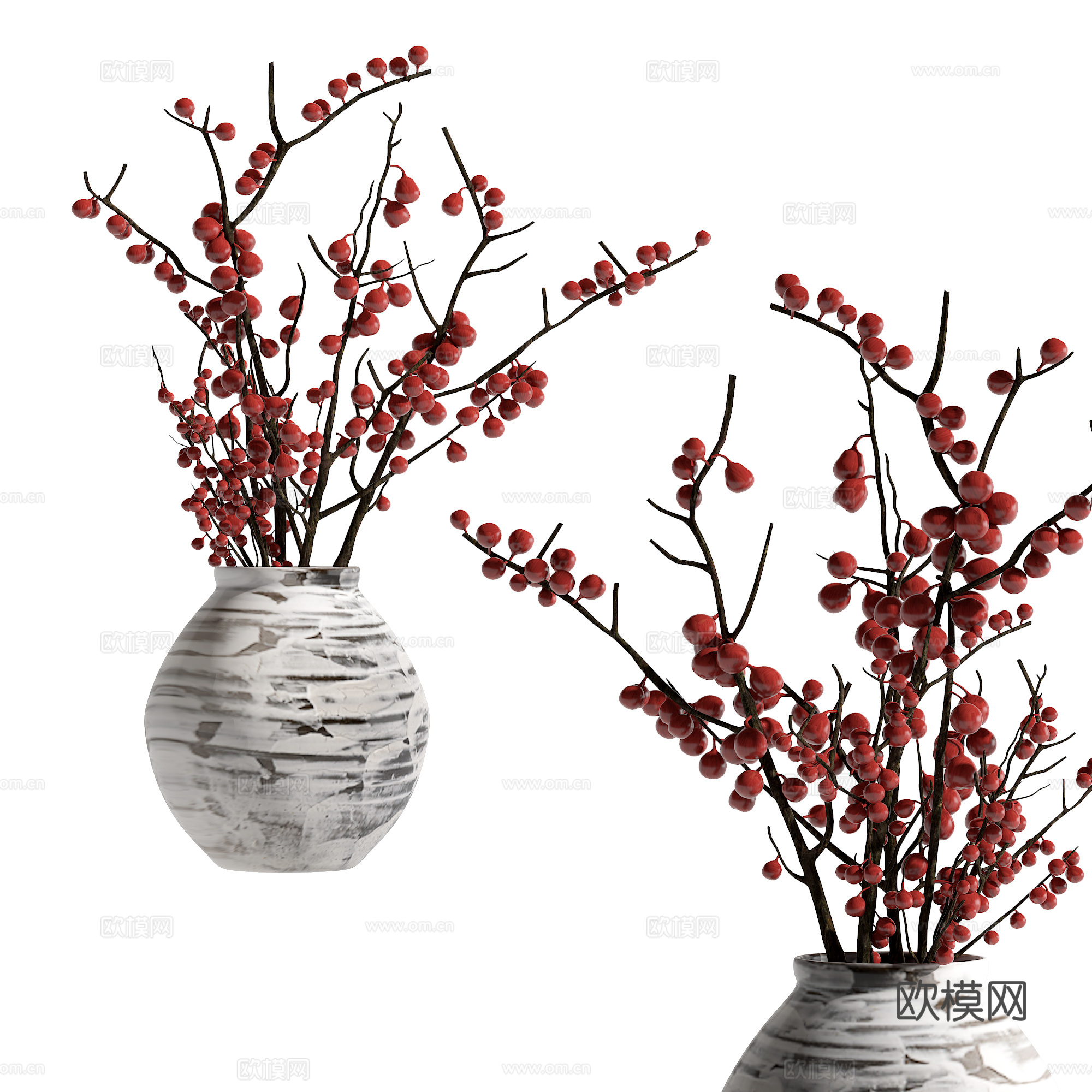 侘寂风植物摆件su模型