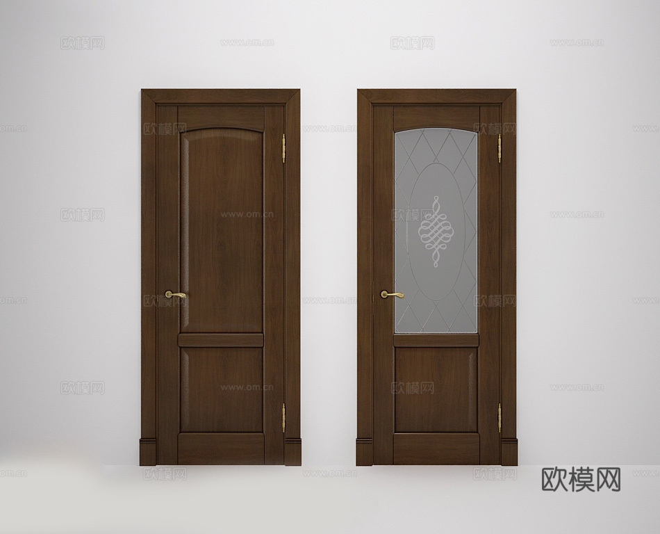 美式木门 平开门 单开门3d模型