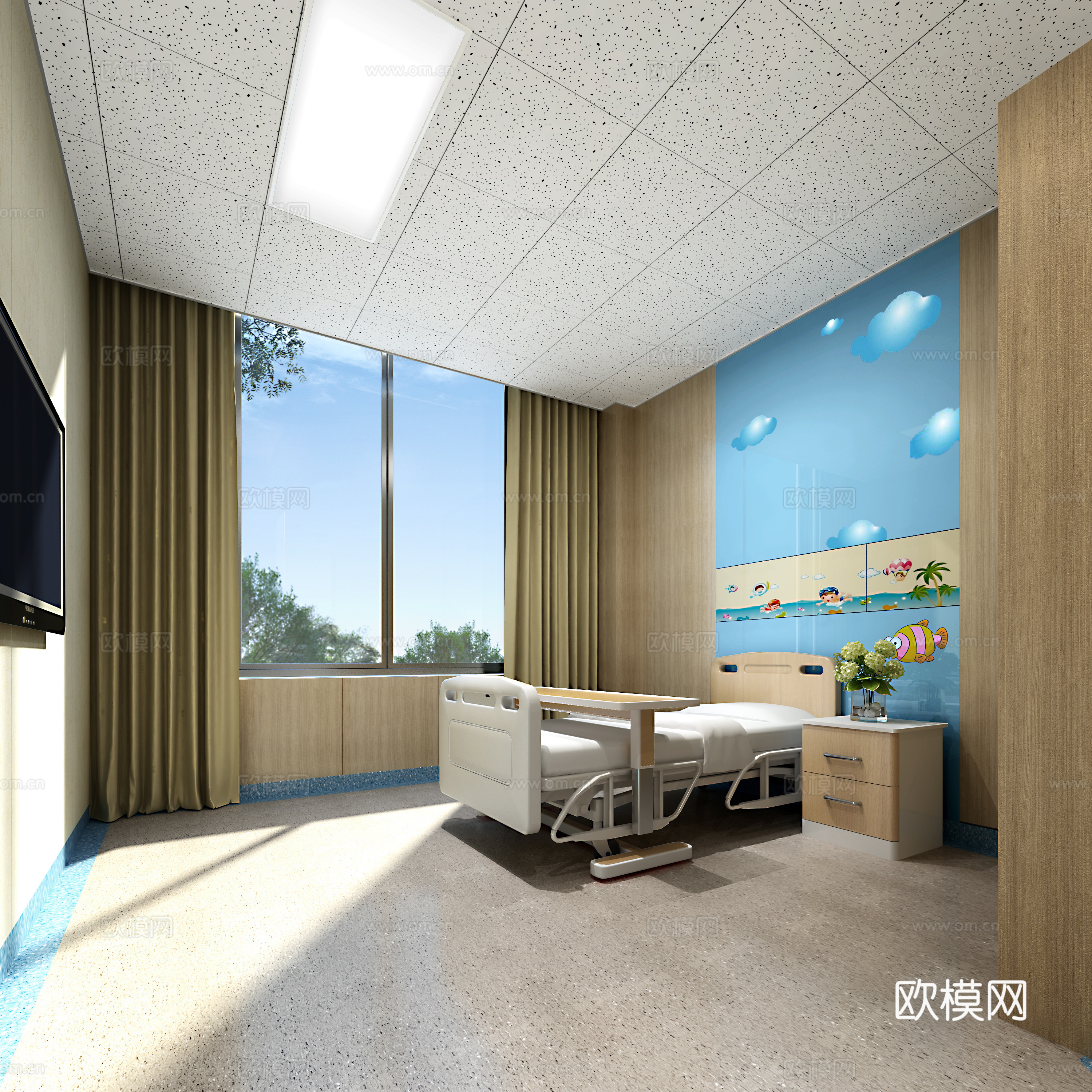 现代医院单人病房 儿童病房3d模型
