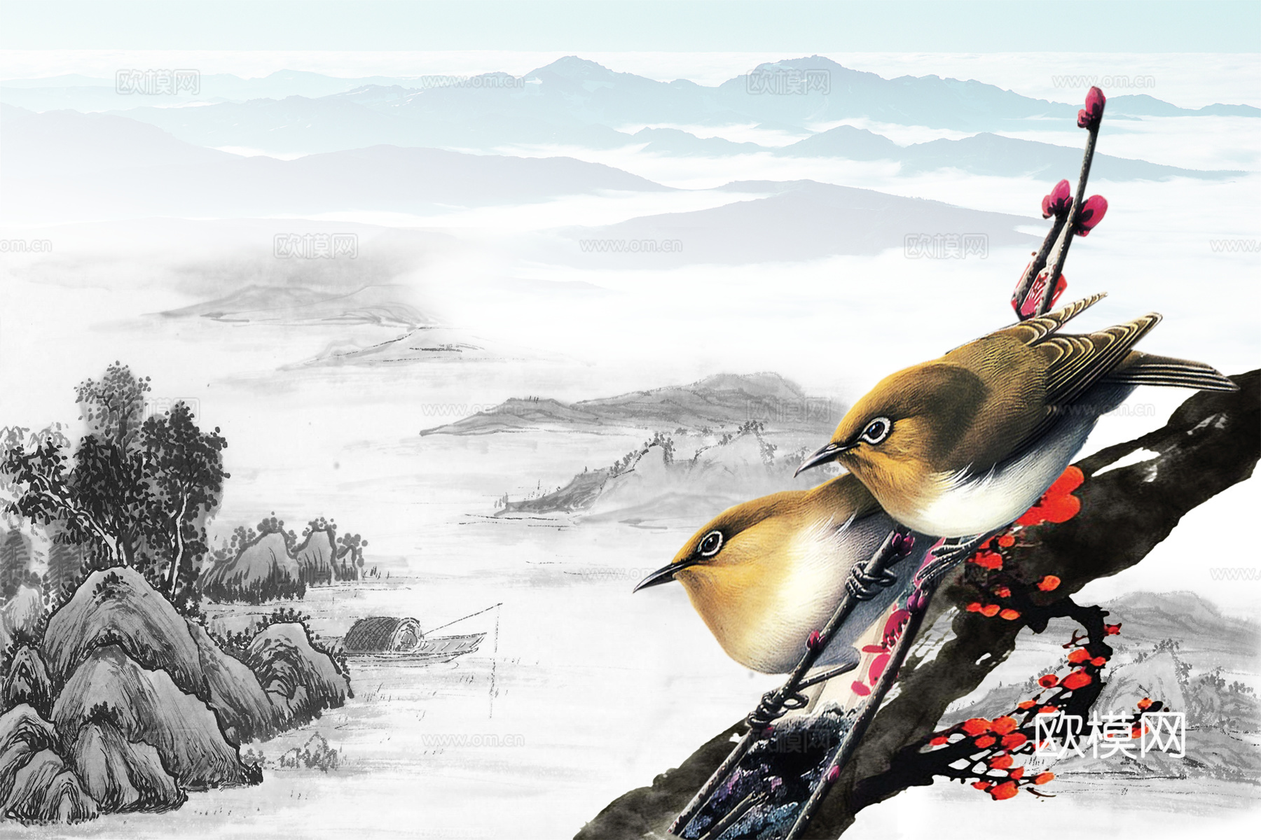 中式山水装饰画下载