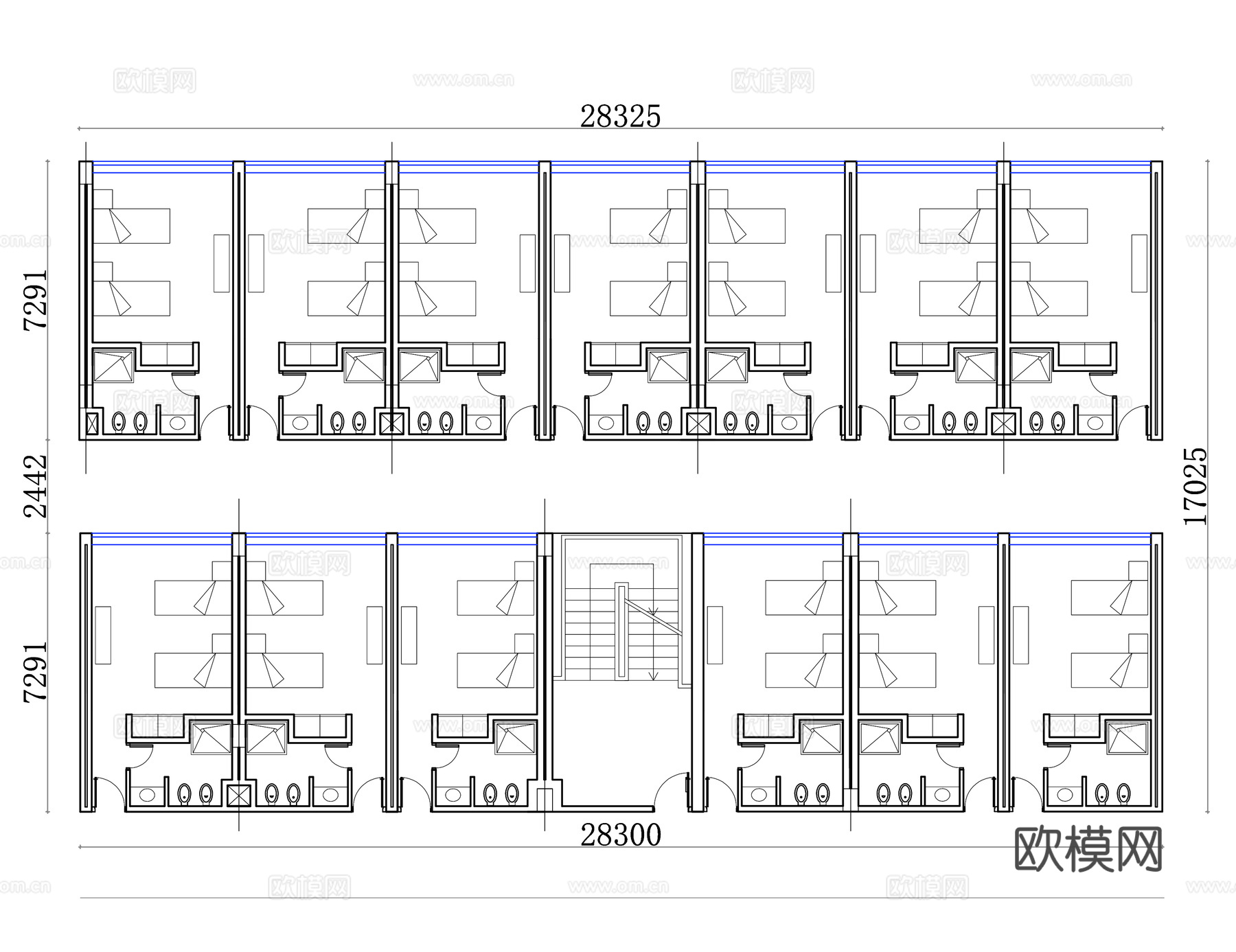 连锁酒店平面图 连锁酒店布局图 酒店平面设计图 连锁酒店规划cad施工图