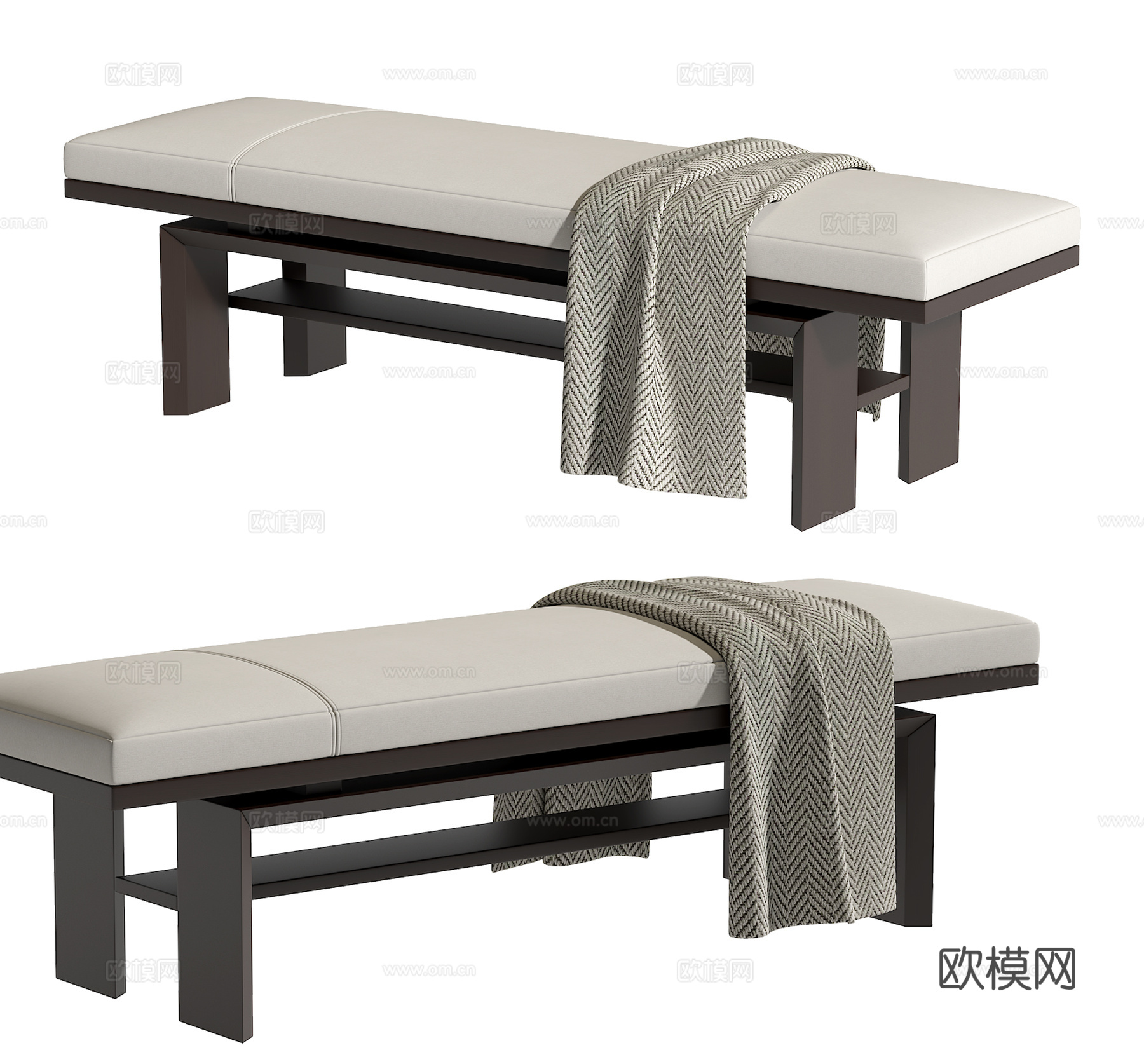 现代床尾凳su模型