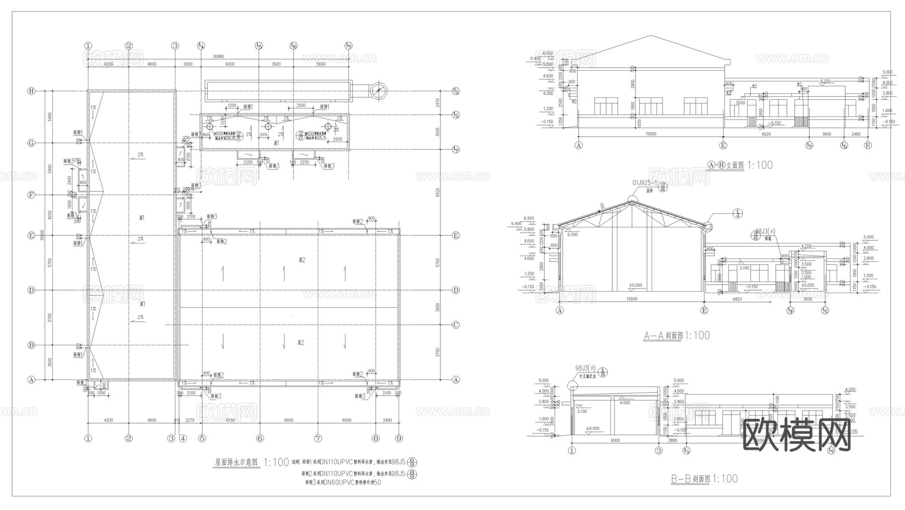 锅炉房建筑施工图cad施工图