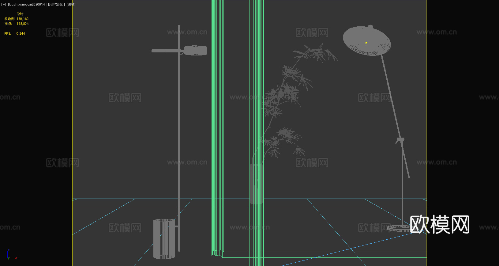 落地灯 现代落地灯 长条落地灯 轻奢落地灯 金属落地灯3d模型