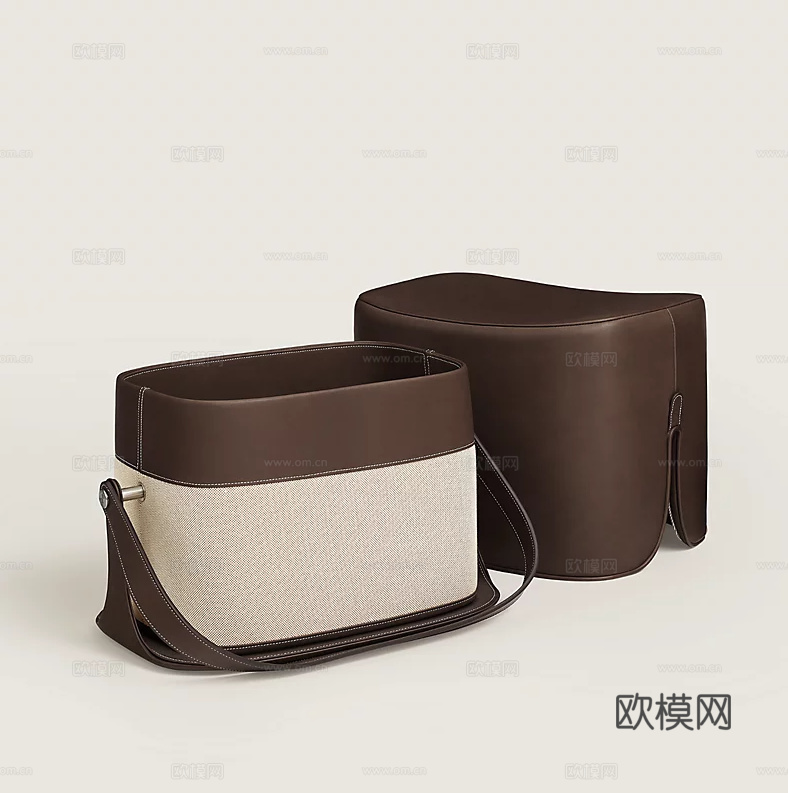 HERMES 沙发凳 马鞍凳3d模型下载（渲染图1）