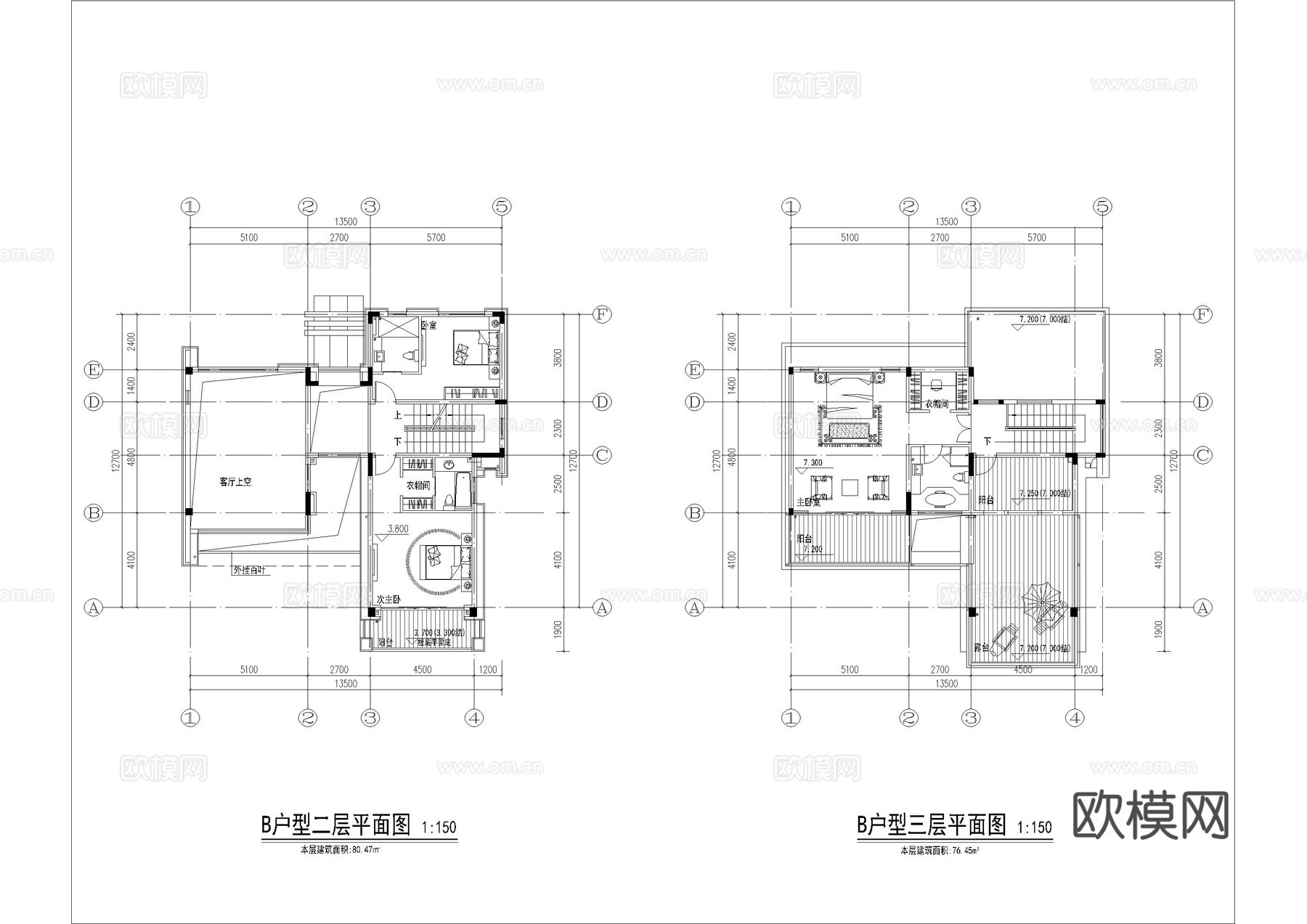 三层民宿别墅施工图cad施工图